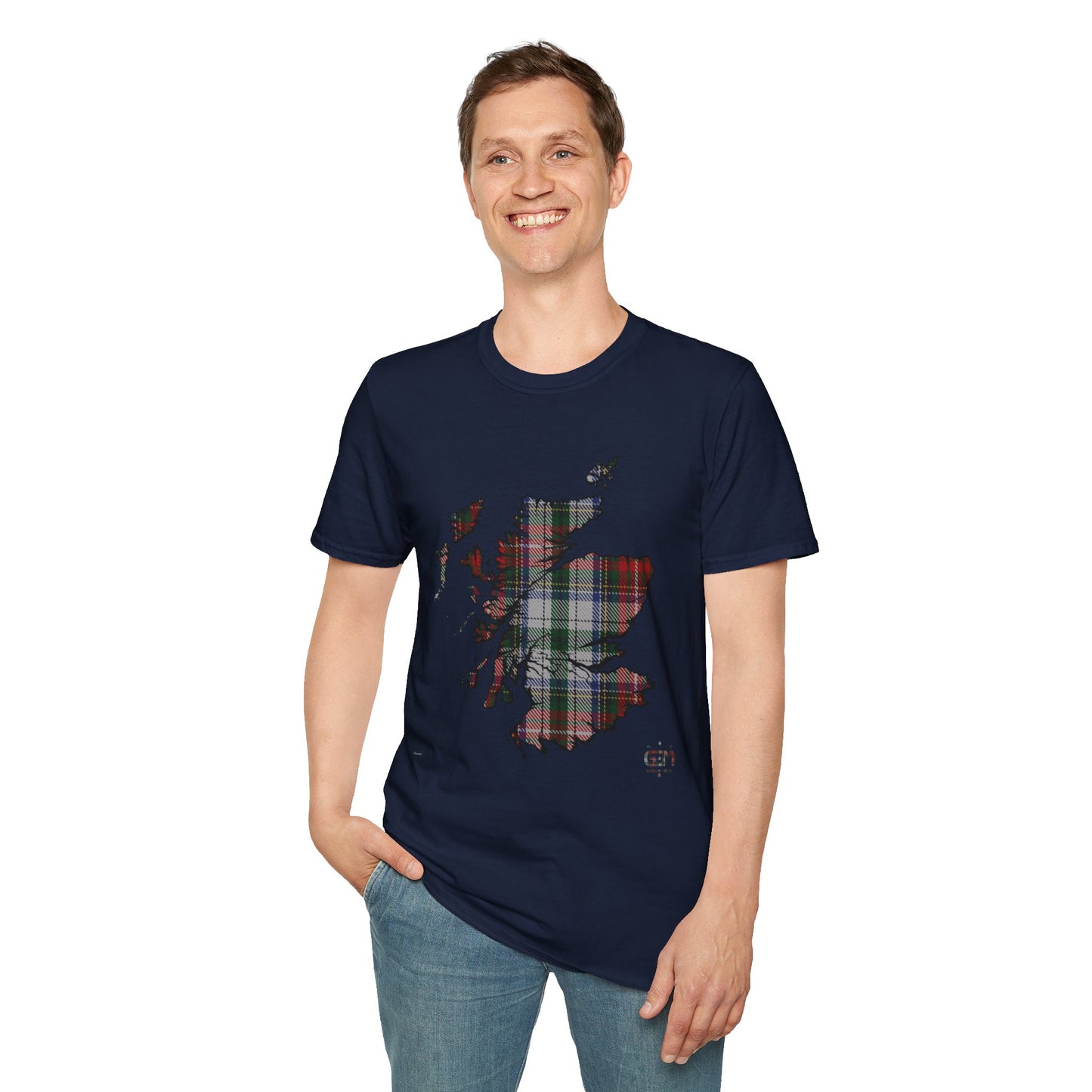 Tartan Scotland Map Softstyle Unisex T-Shirt - Stewart Tartan Tee