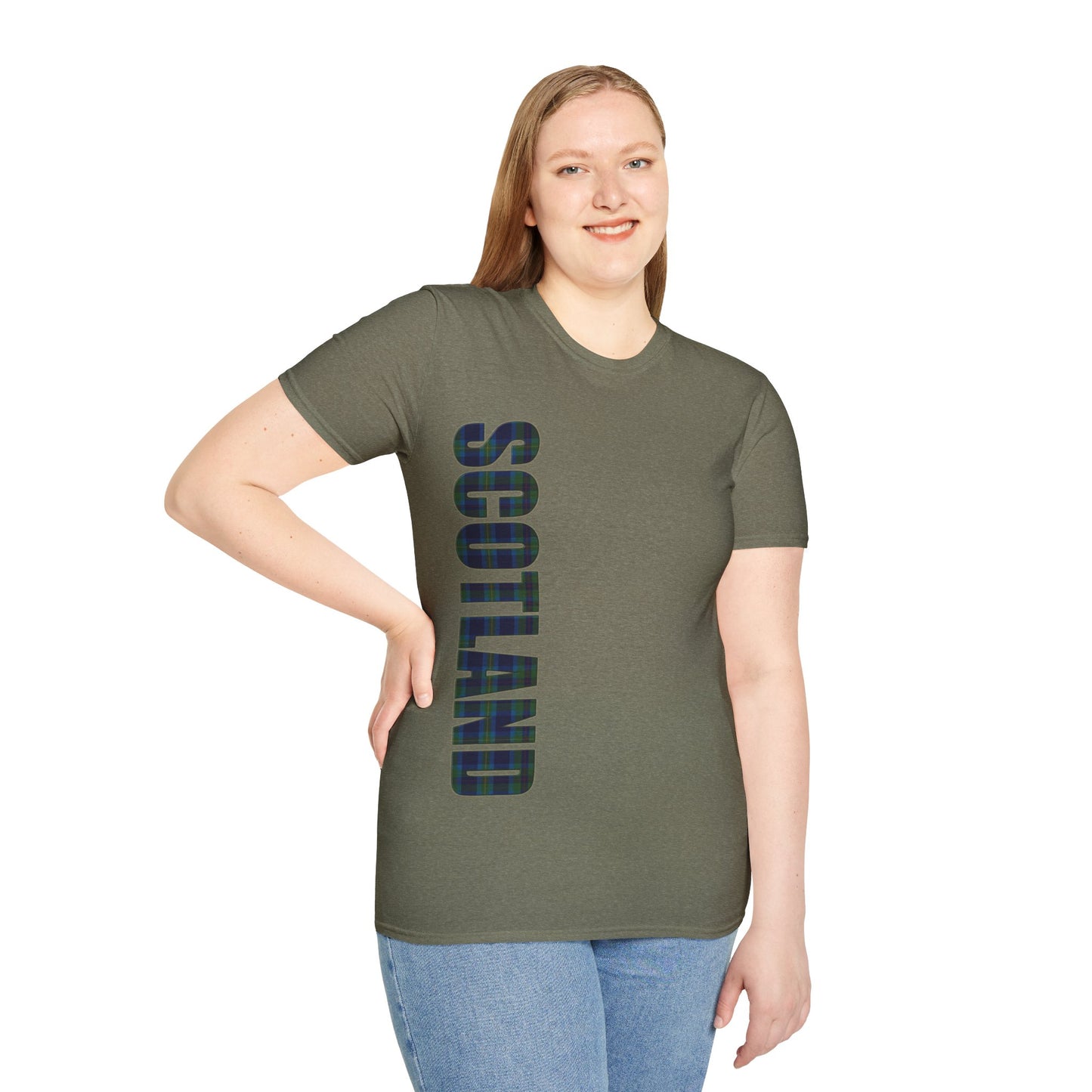 Scotland Lettering Miller Tartan Softstyle T-Shirt, Unisex Tee, Various Colours