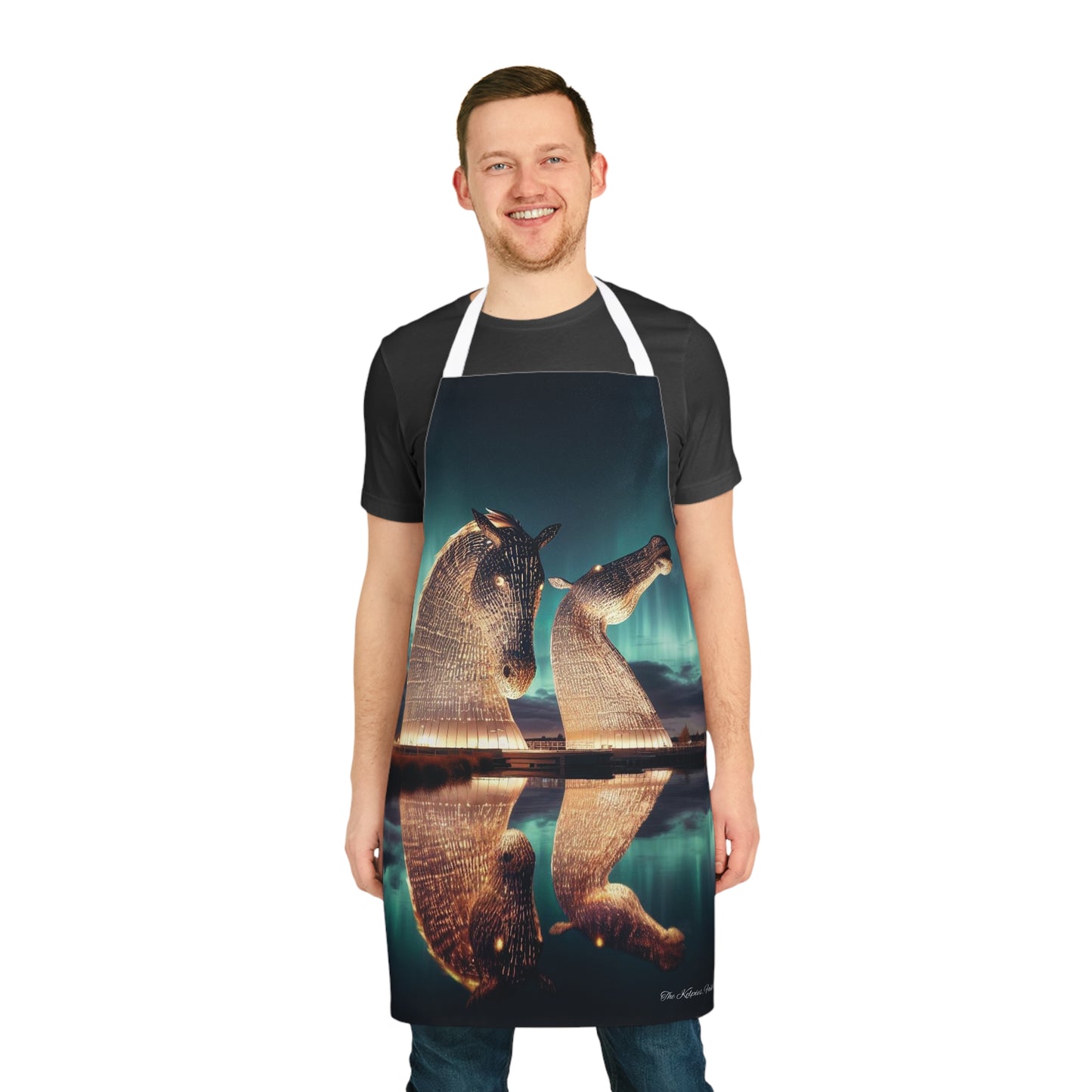 Kelpies Northern Lights Apron, Scottish Art, Scottish Landmarks, Scottish Nature, Cooking Apparel, Chef Accessory