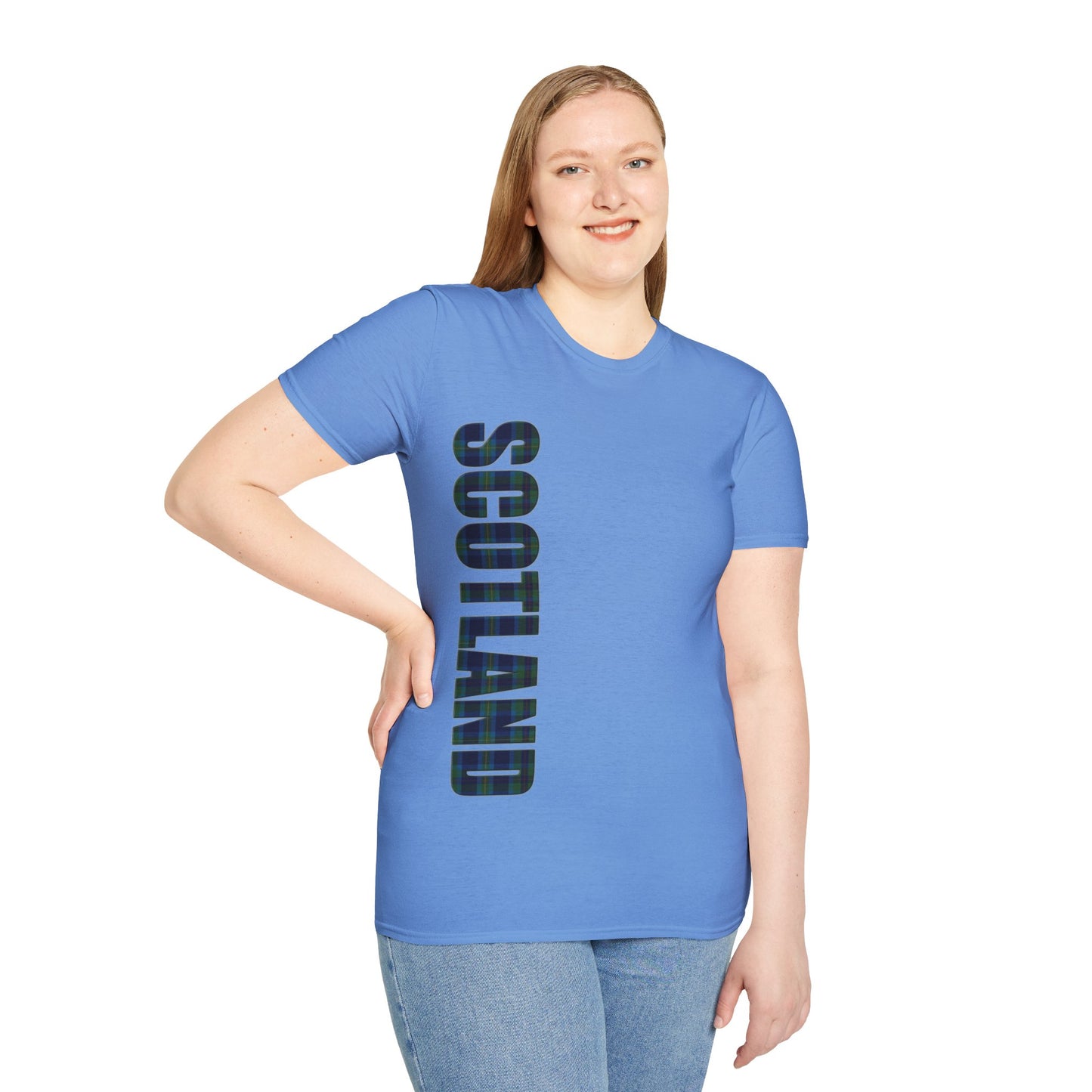 Scotland Lettering Miller Tartan Softstyle T-Shirt, Unisex Tee, Various Colours
