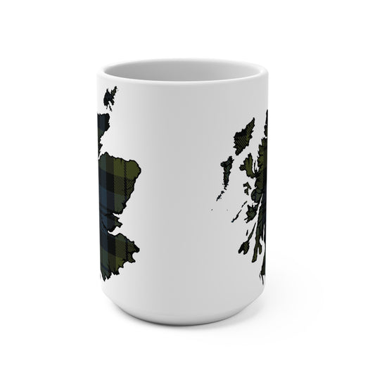 Scotland Map Mug 15oz, Campbell Tartan