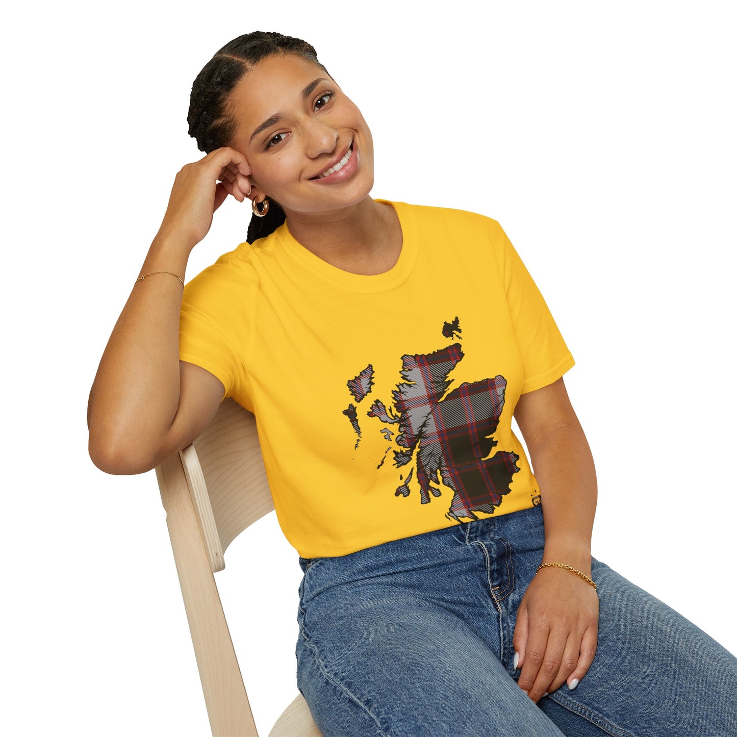 Tartan Scotland Map Softstyle Unisex T-Shirt - MacPherson Tartan Tee