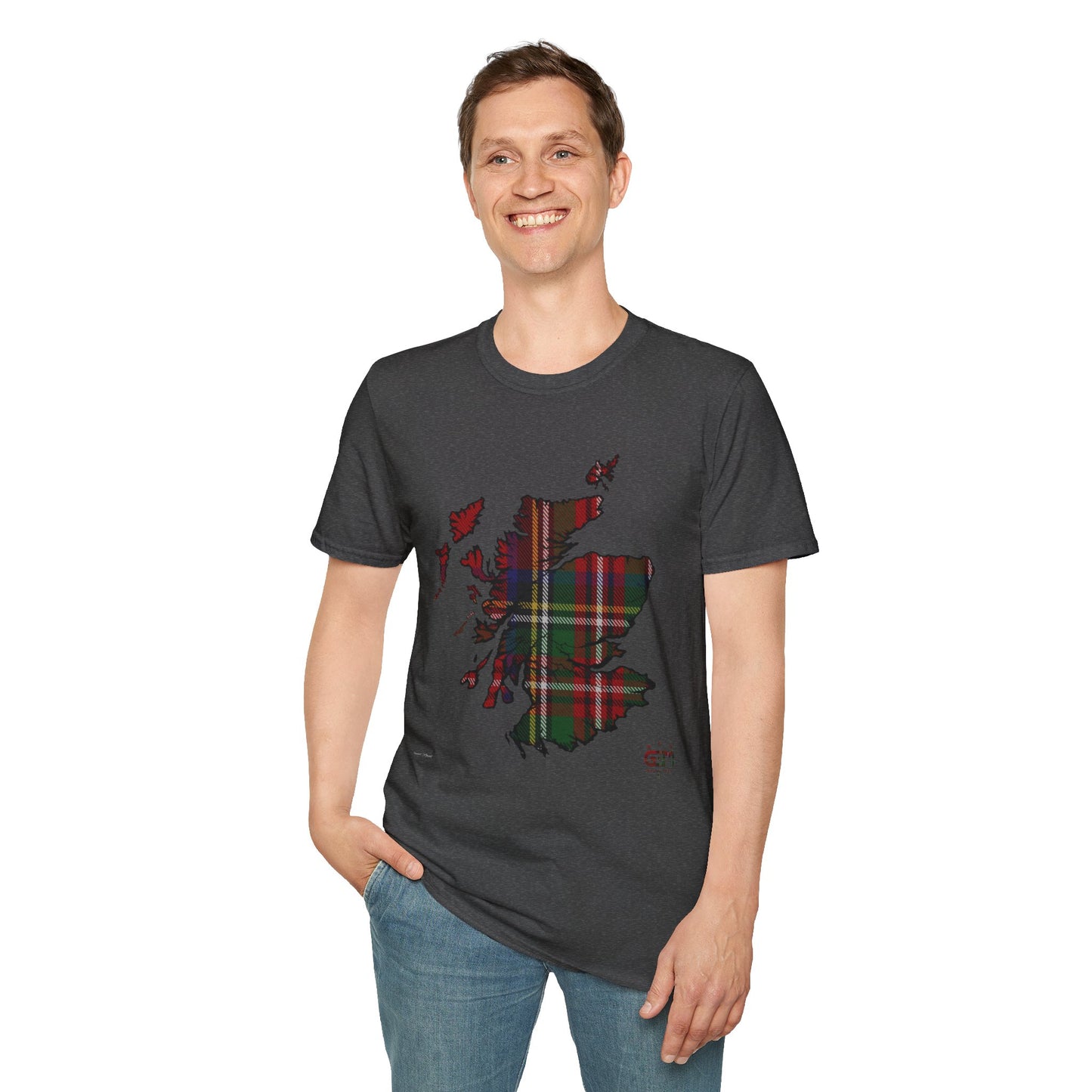 Tartan Scotland Map Softstyle Unisex T-Shirt - Stewart Royal Tartan Tee