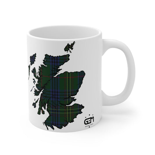 Kennedy Tartan Scotland Map Mug, Tasse à café, Tasse à thé, Écosse, Blanc