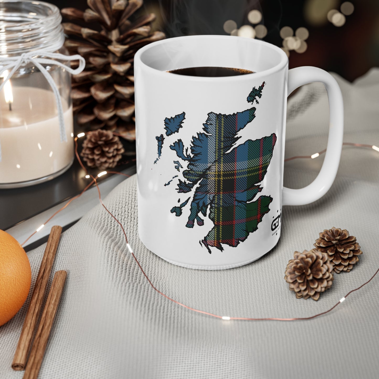 كوب Anderson Old Tartan Scotland Map، كوب قهوة، كوب شاي، اسكتلندا، أبيض