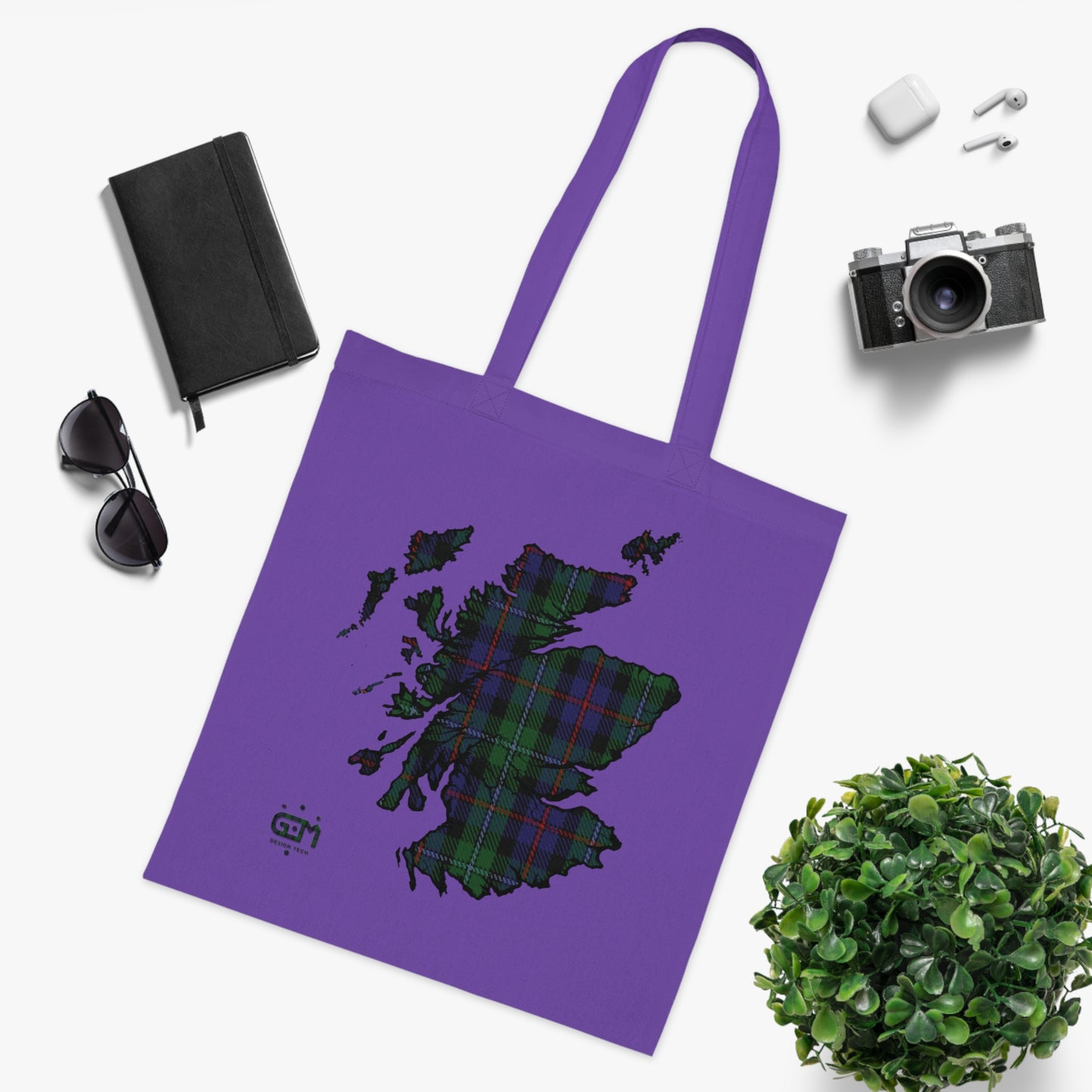 Sac fourre-tout en coton réversible avec carte tartan d'Écosse - Argyle Tartan
