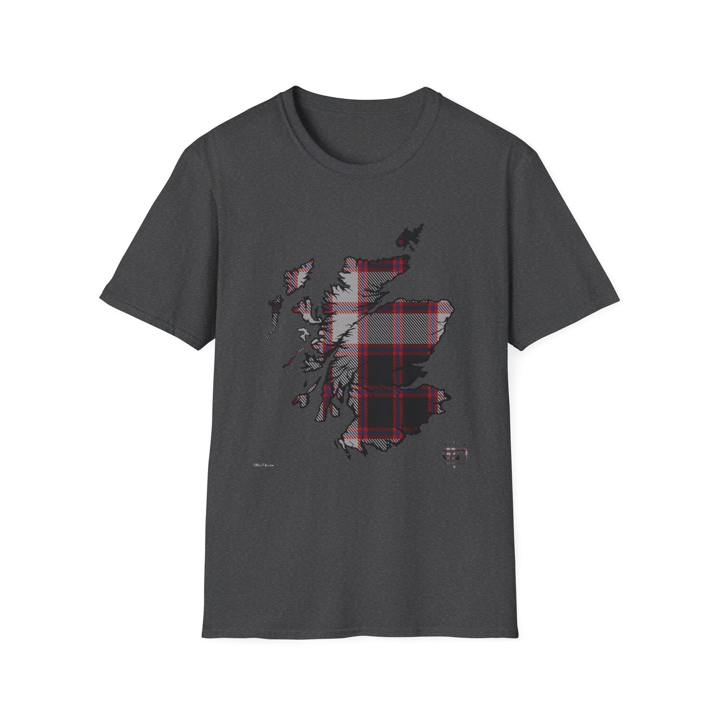 Tartan Scotland Map Softstyle Unisex T-Shirt - MacPherson Tartan Tee