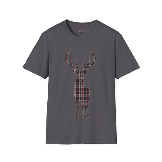 Tartan Stag Softstyle T-Shirt - MacPherson Tartan, Tee unisexe, Paysage écossais, Différentes couleurs