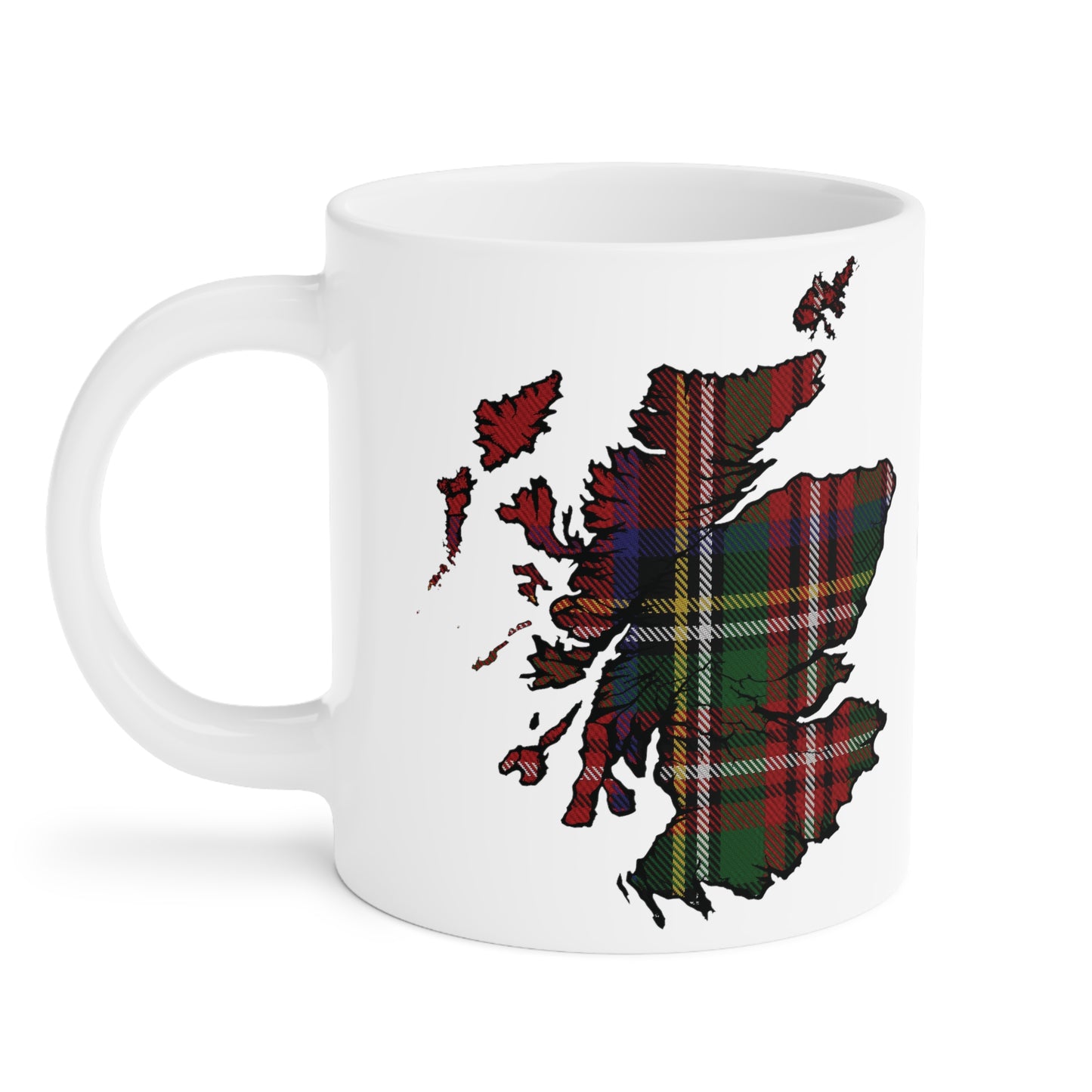 Scotland Tartan Map Mug - Stewart Royal Tartan, Various Sizes