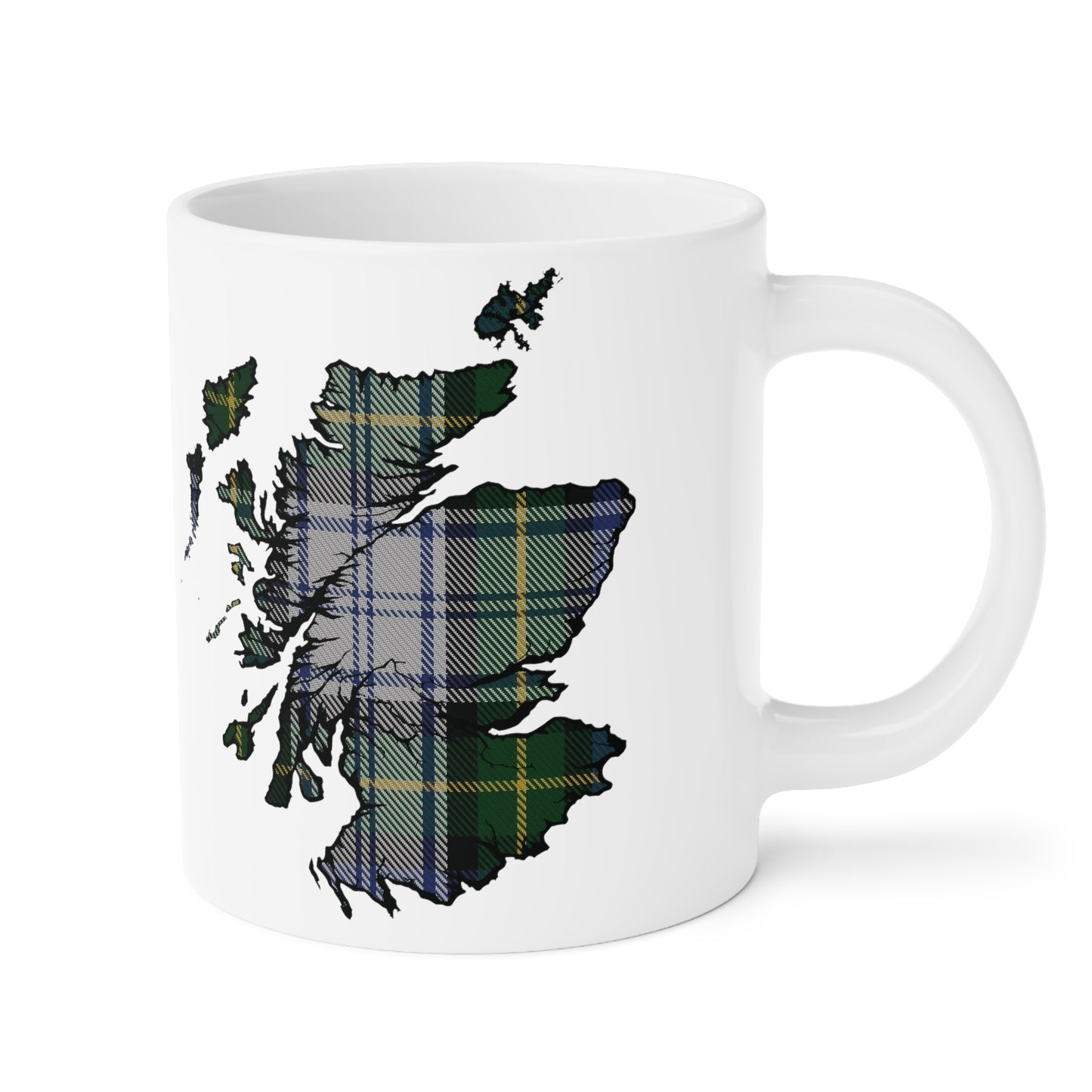 Scotland Tartan Map Mug - Gordon Dress Tartan, Various Sizes