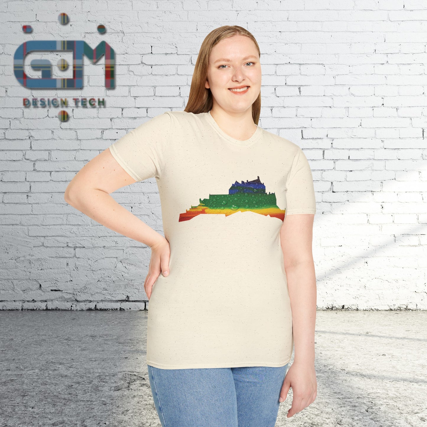 Edinburgh Castle Pride Rain Art Unisex T-Shirt