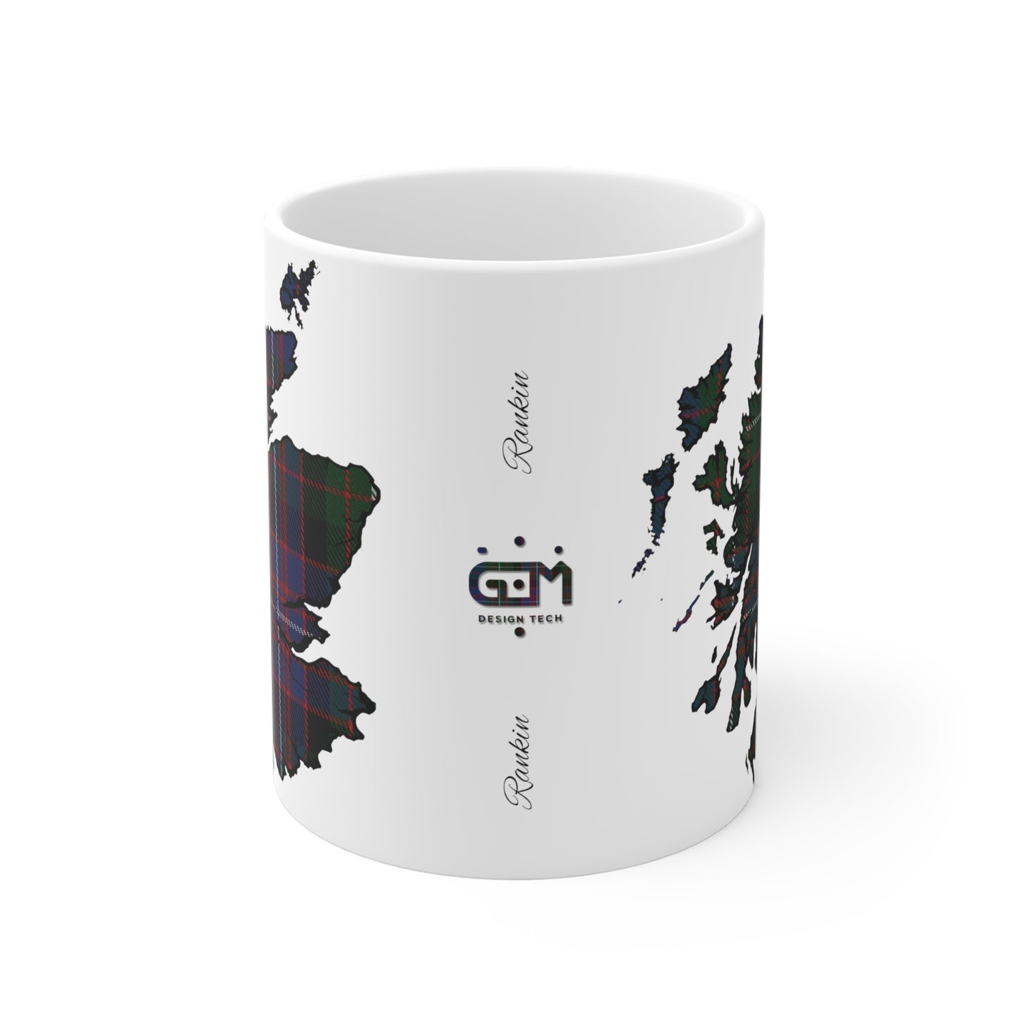 Scotland Tartan Map Mug - Rankin Tartan, Various Sizes