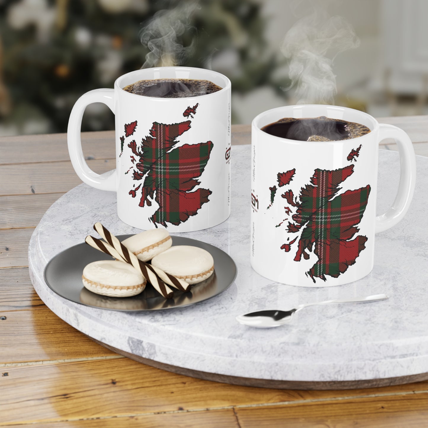 Scotland Tartan Map Mug - MacGregor Tartan, Various Sizes