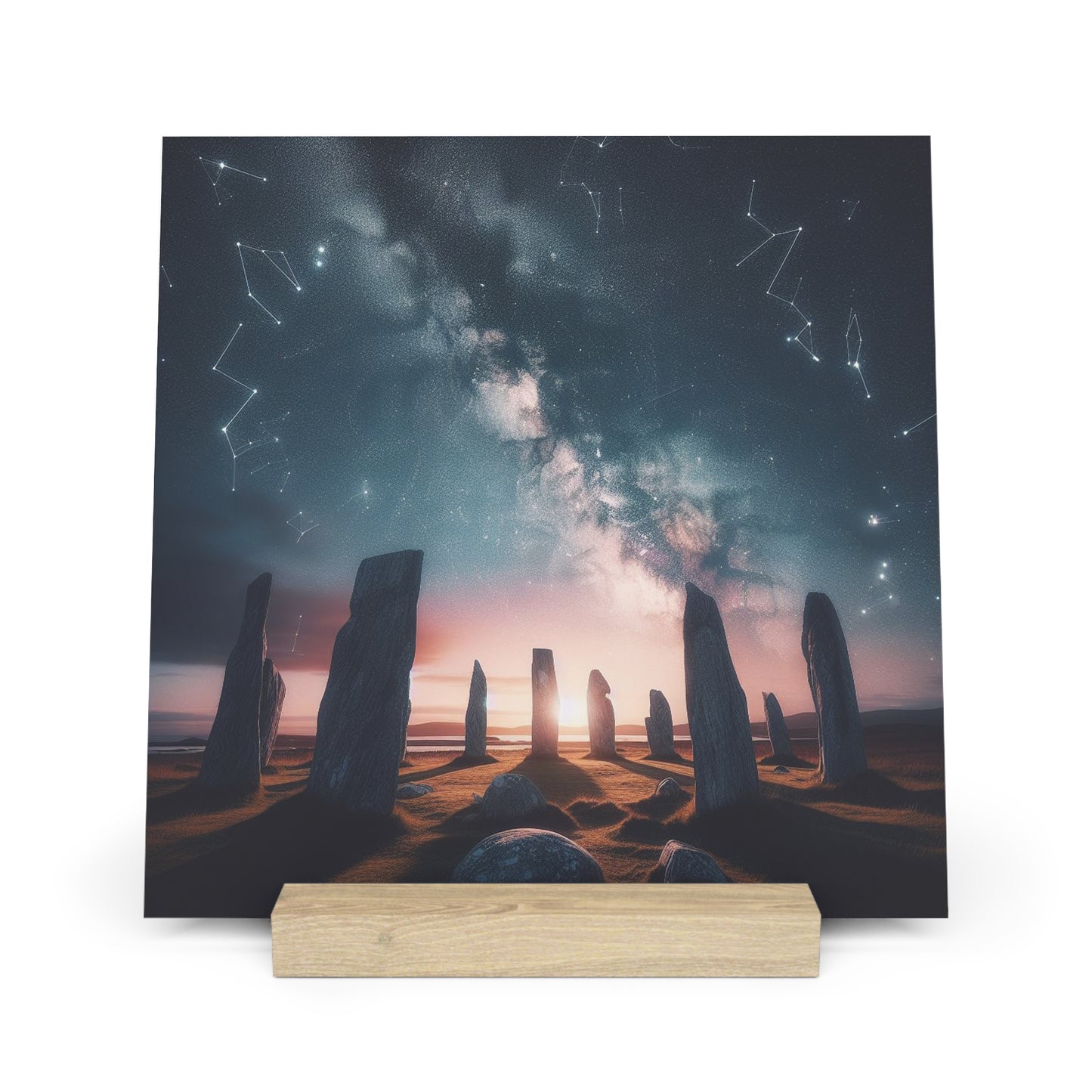 Scenic Collection Gallery Stand Callanish Standing Stones, Oak Picture Stand, Scotland Art, Scenery, Landmarks, Various Sizes