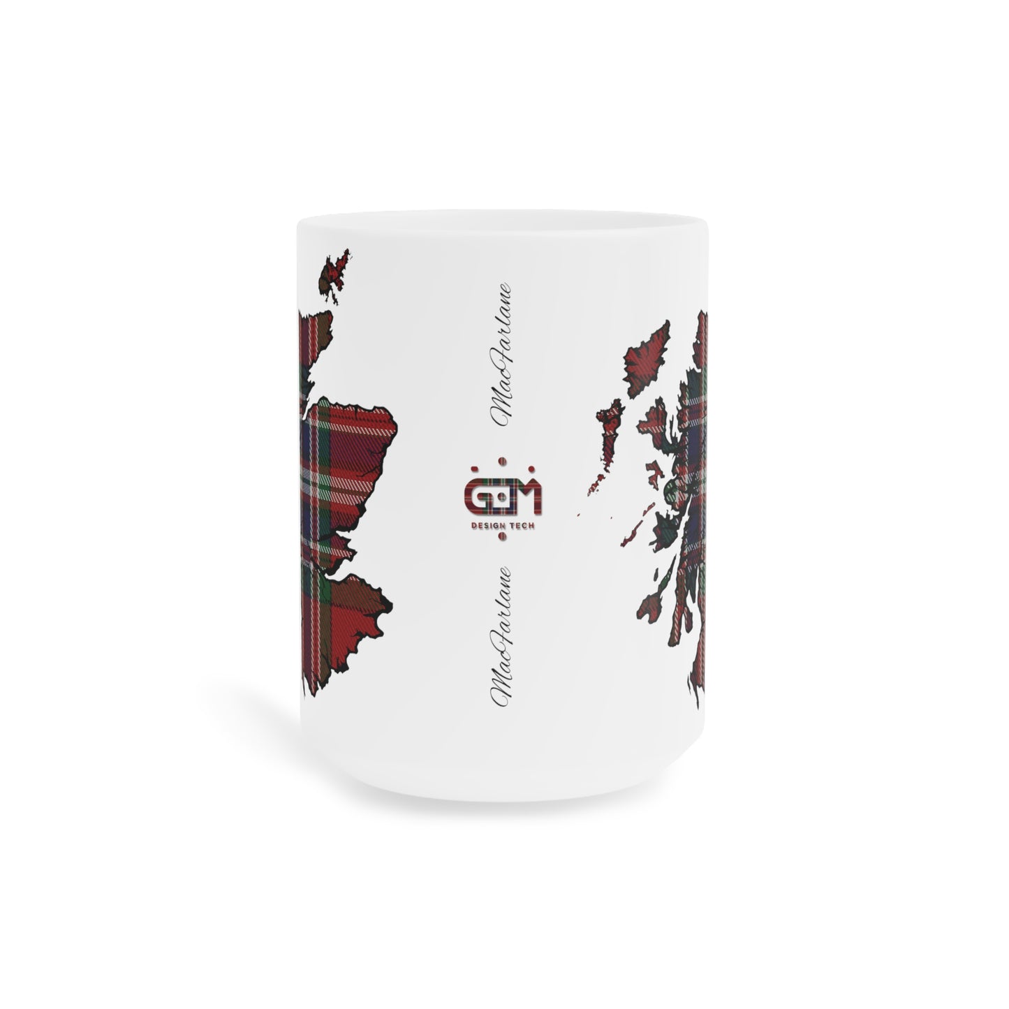 Scotland Tartan Map Mug - MacFarlane Tartan, Various Sizes