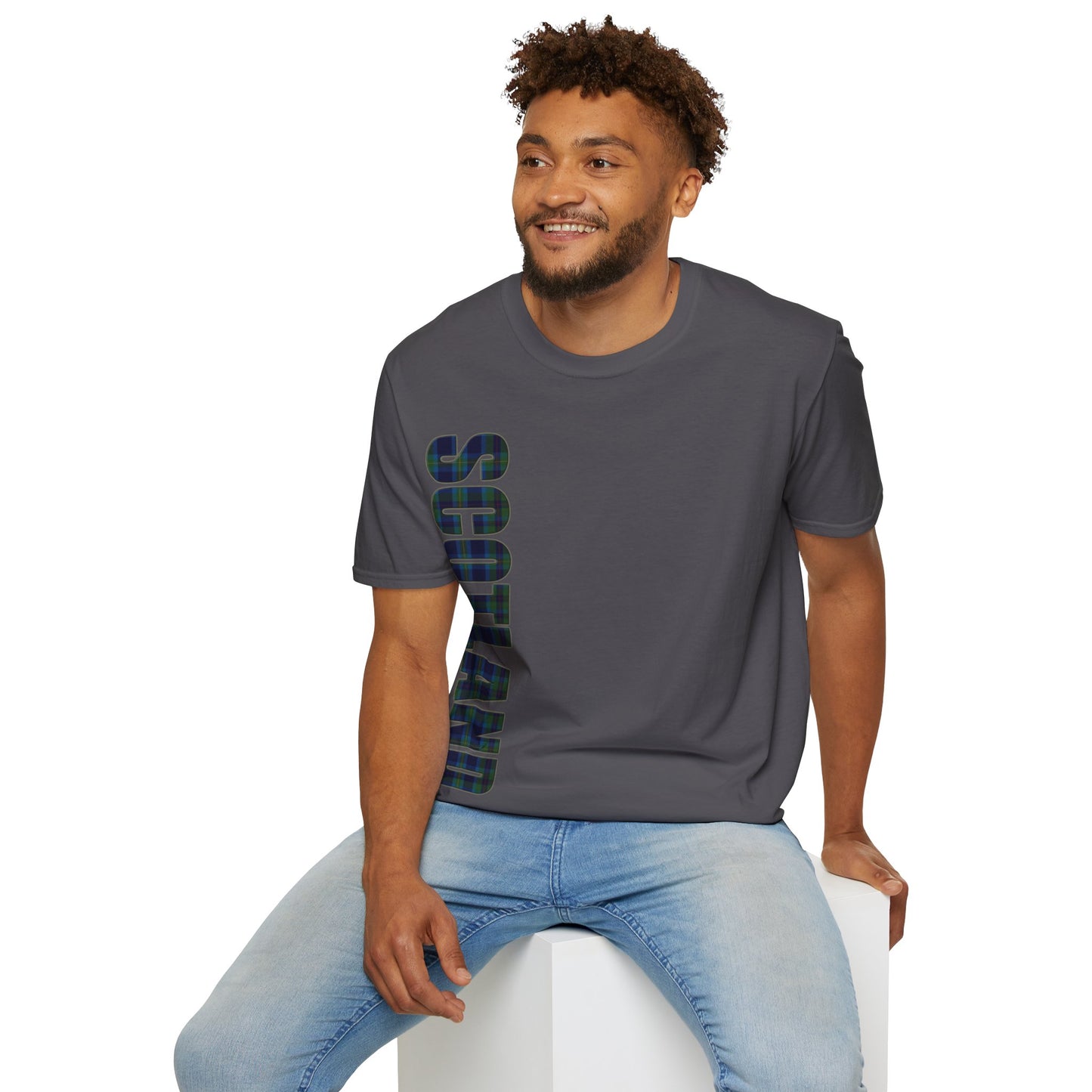 Scotland Lettering Miller Tartan Softstyle T-Shirt, Unisex Tee, Various Colours