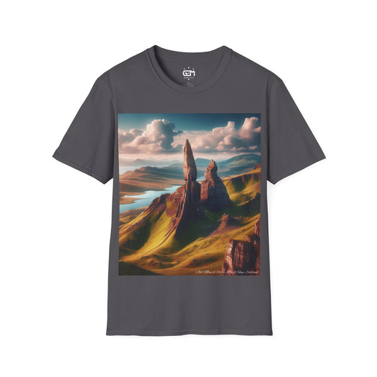 Old Man of Storr Summer Softstyle T-Shirt, Unisex Tee, Scotland Shirt, Scottish Landmark, Nature, Scenery, Various Colours