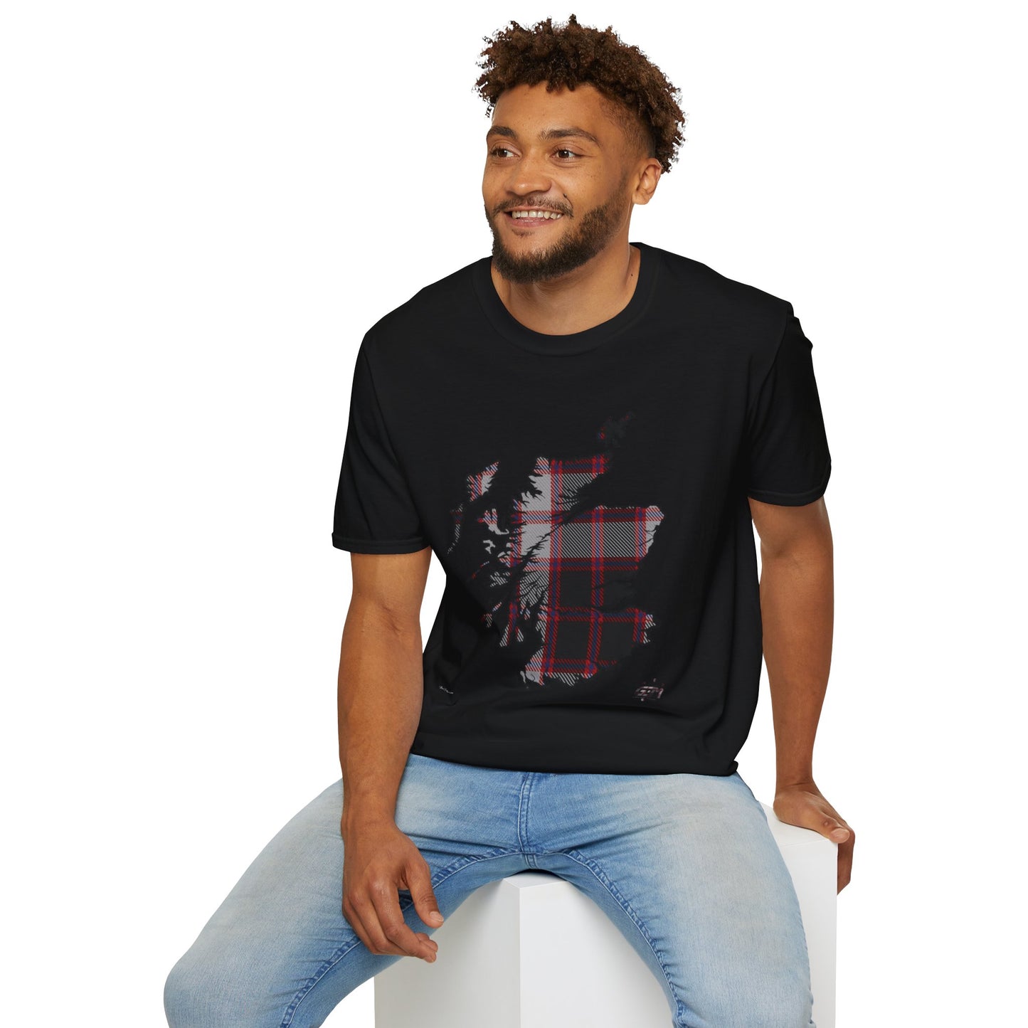 Tartan Scotland Map Softstyle Unisex T-Shirt - MacPherson Tartan Tee