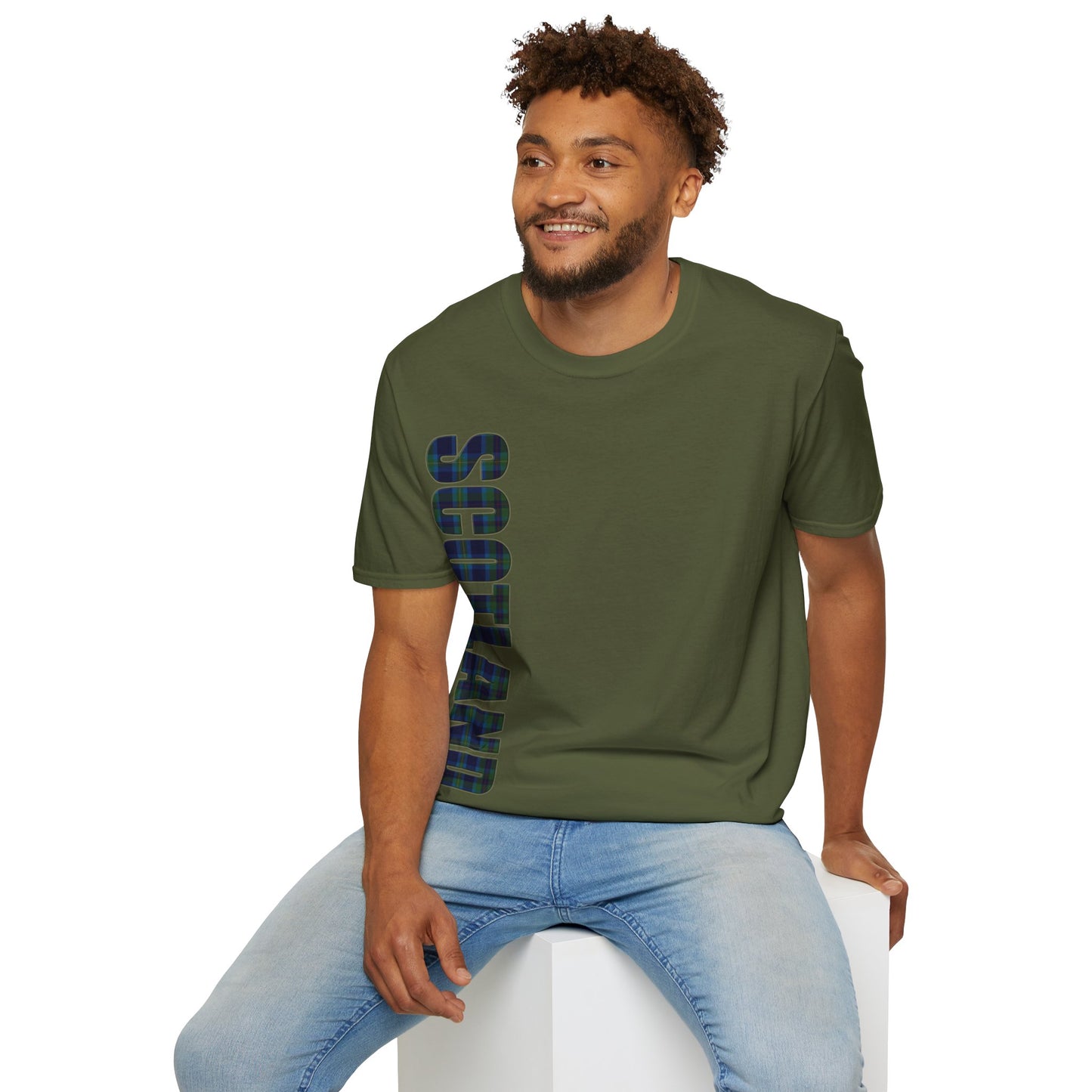 Scotland Lettering Miller Tartan Softstyle T-Shirt, Unisex Tee, Various Colours