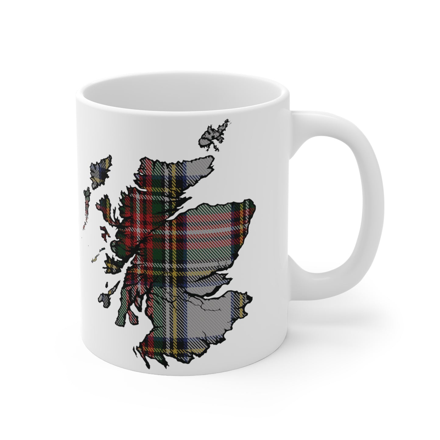 Scotland Tartan Map Mug - Stewart Dress Tartan, Various Sizes