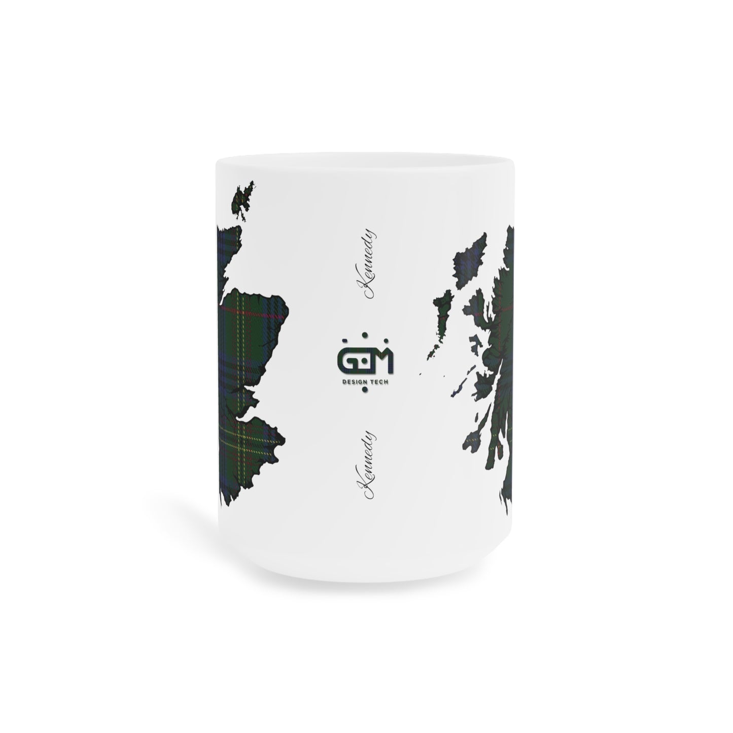 Scotland Tartan Map Mug - Kennedy Tartan, Various Sizes