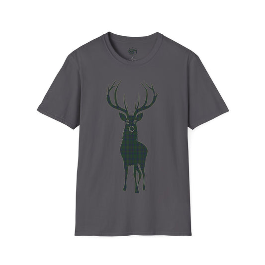 Tartan Stag Softstyle T-Shirt - Kennedy Tartan, Tee unisexe, Paysage écossais, Différentes couleurs