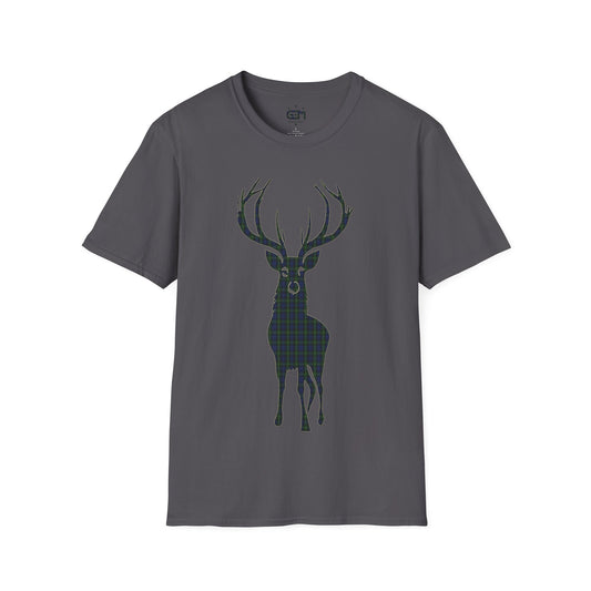 Tartan Stag Softstyle T-Shirt - Gordon Tartan, Tee unisexe, Paysage écossais, Différentes couleurs
