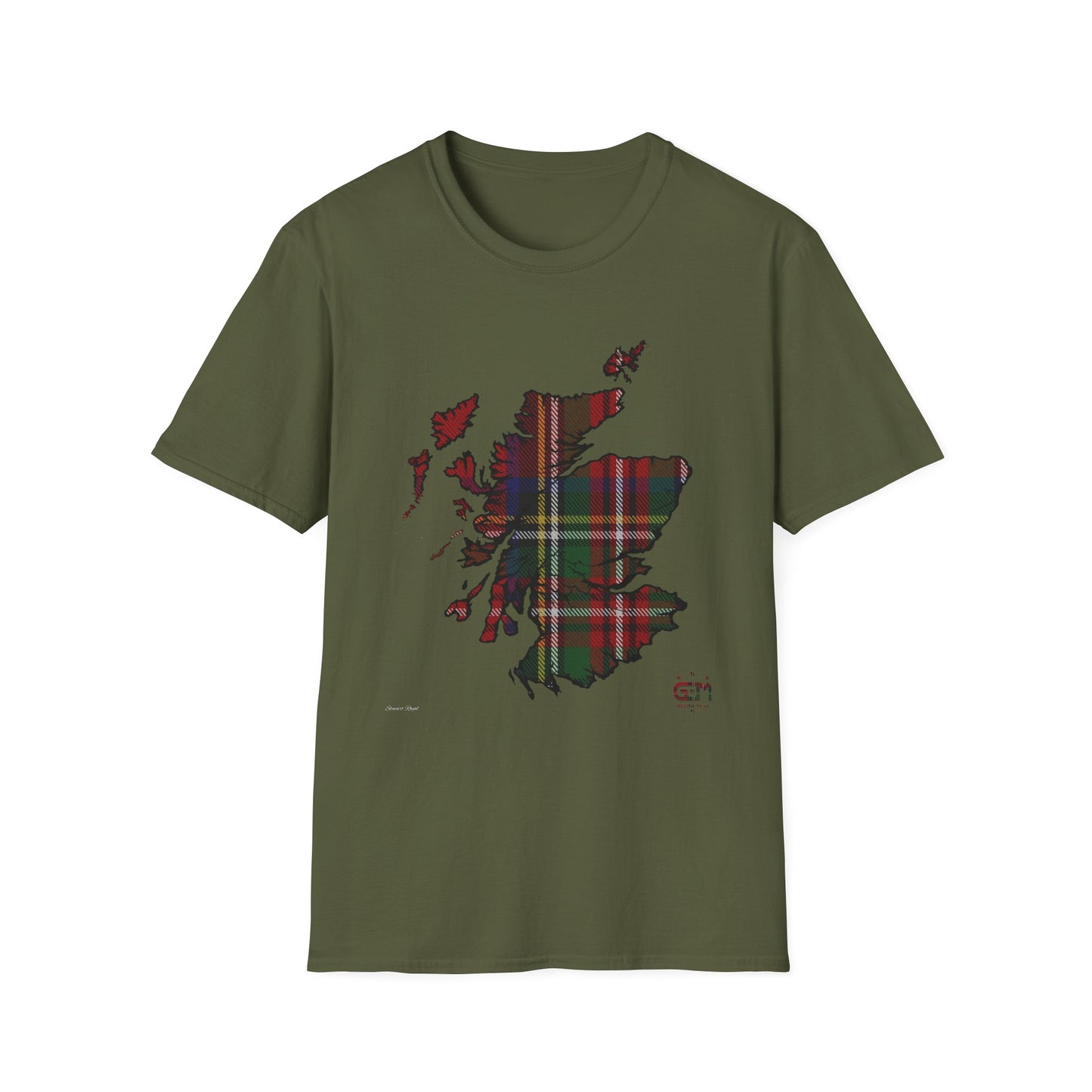 Tartan Scotland Map Softstyle Unisex T-Shirt - Stewart Royal Tartan Tee