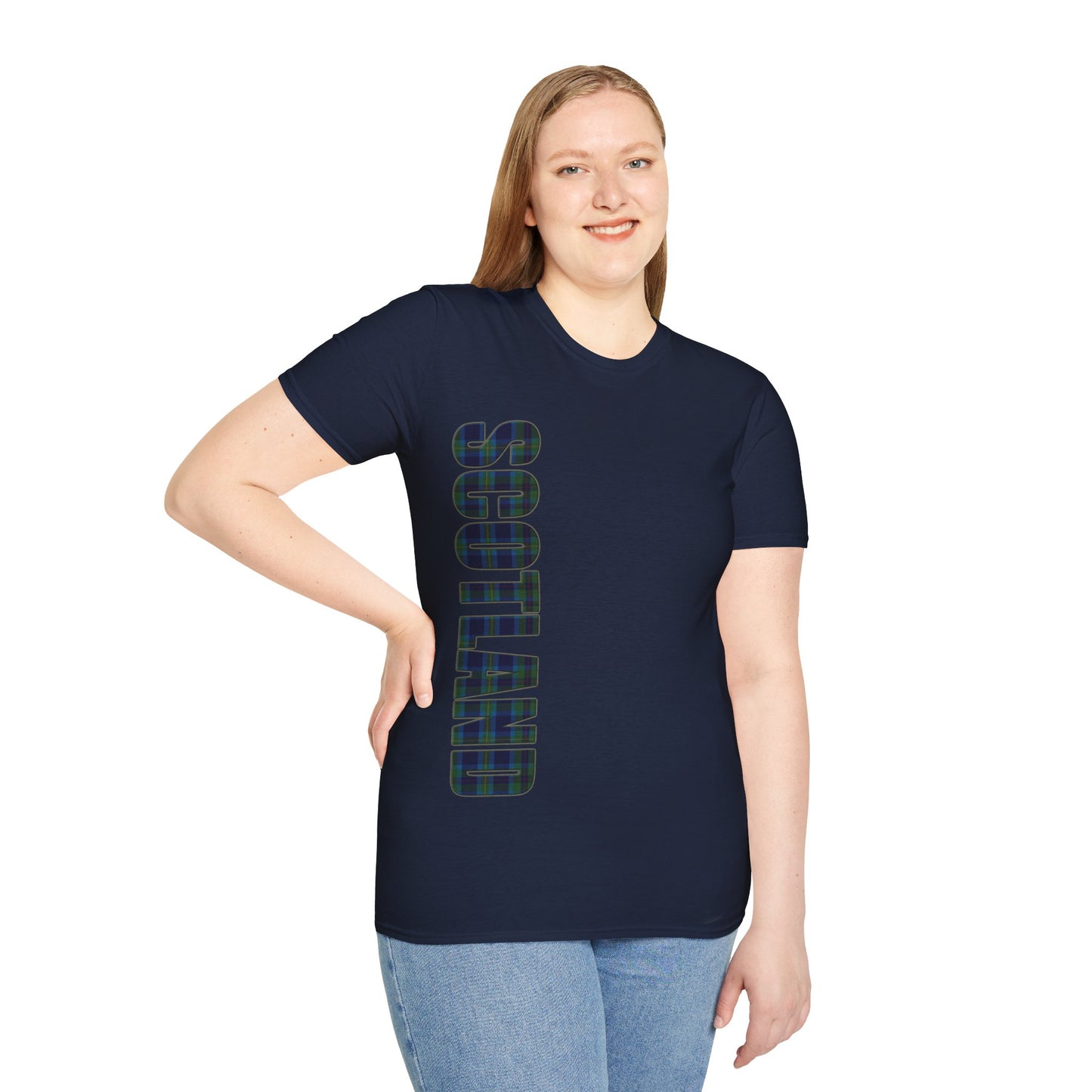 Scotland Lettering Miller Tartan Softstyle T-Shirt, Unisex Tee, Various Colours
