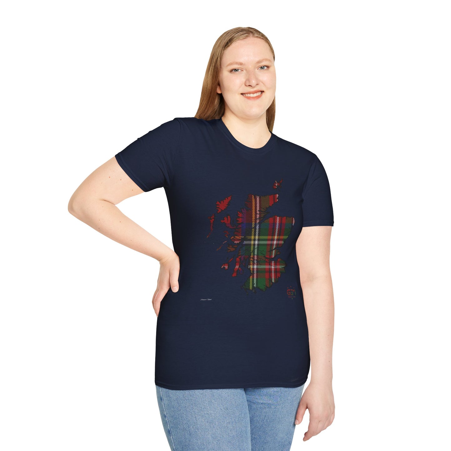Tartan Scotland Map Softstyle Unisex T-Shirt - Stewart Royal Tartan Tee