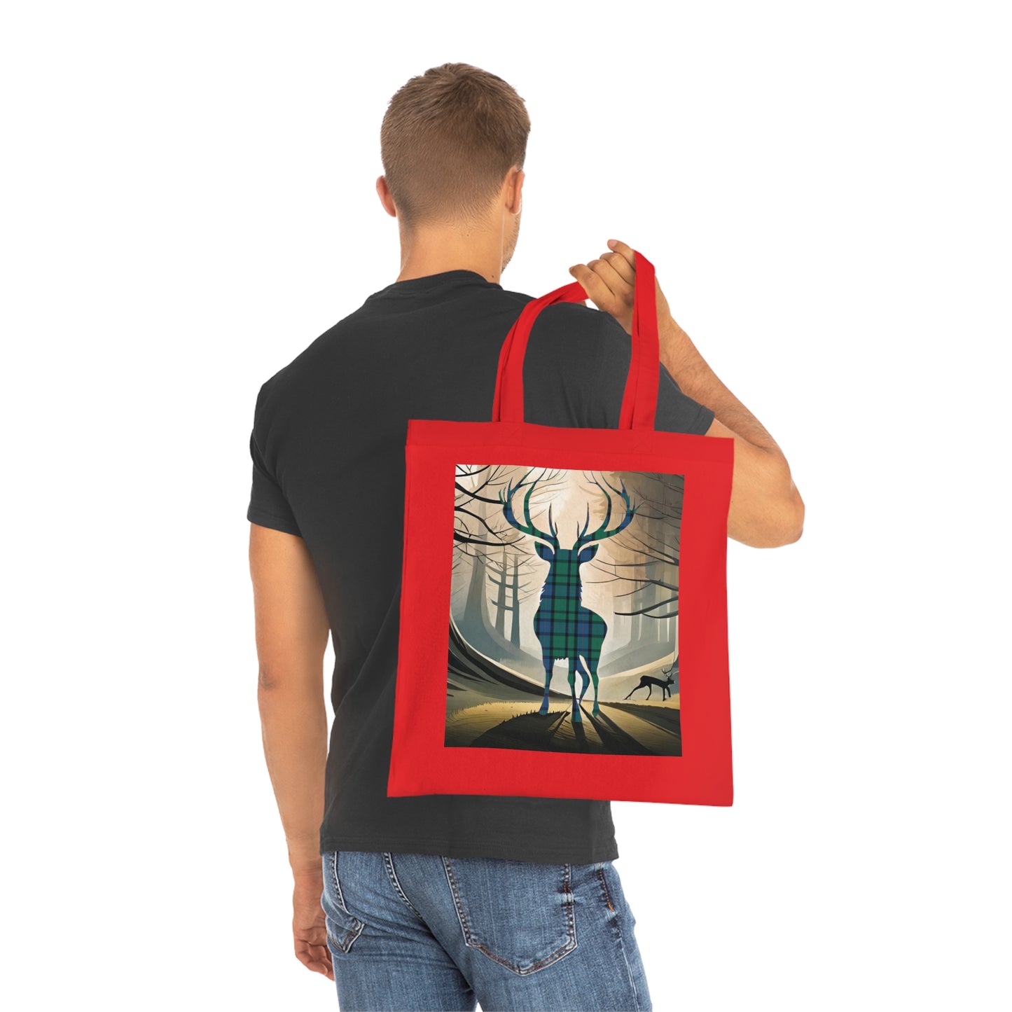 Sac fourre-tout en coton réversible en tartan écossais - Fleur d'Écosse Tartan