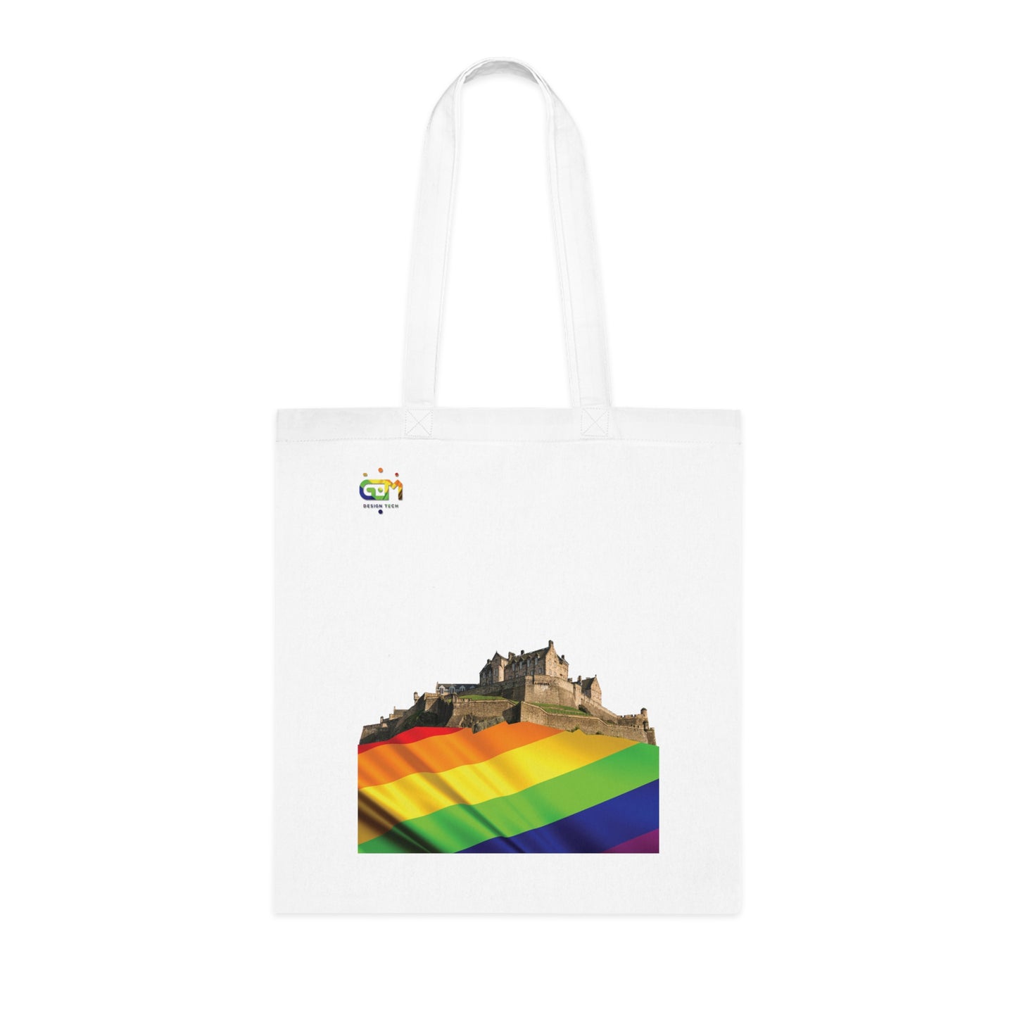 Pride Flag Rock Edinburgh Castle Cotton Tote Bag