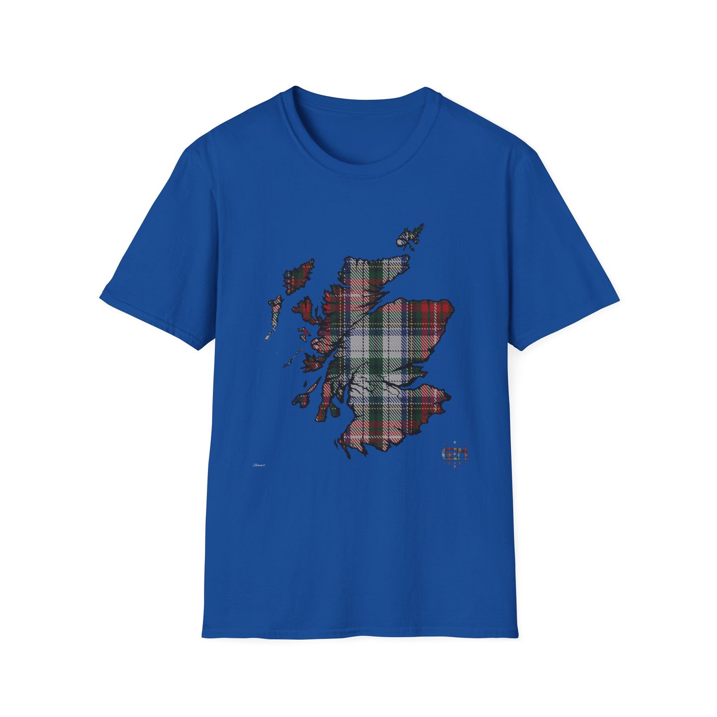 Tartan Scotland Map Softstyle Unisex T-Shirt - Stewart Tartan Tee