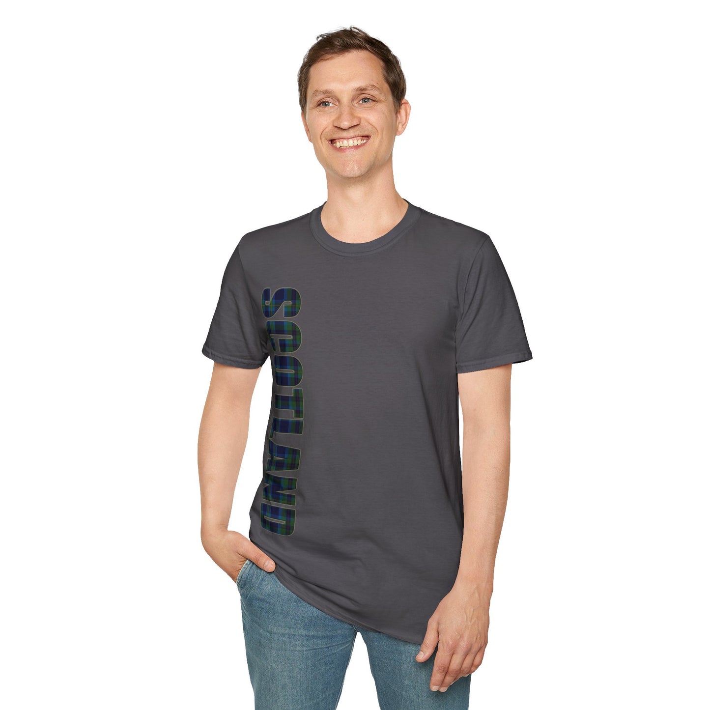 Scotland Lettering Miller Tartan Softstyle T-Shirt, Unisex Tee, Various Colours