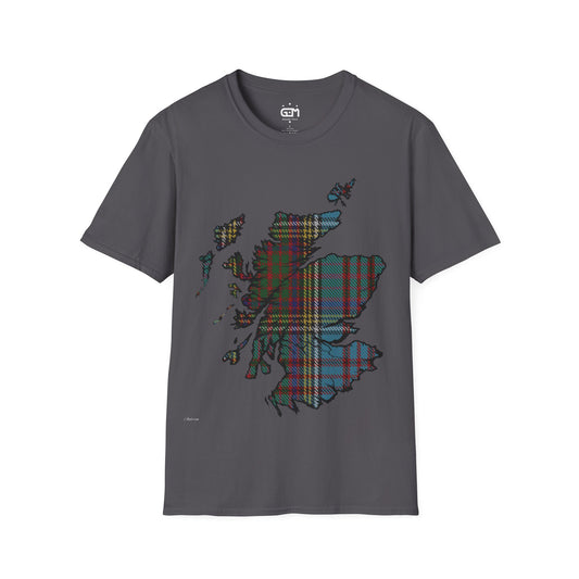 Scotland Tartan Map Softstyle T-Shirt unisexe, Anderson Tartan, différentes couleurs