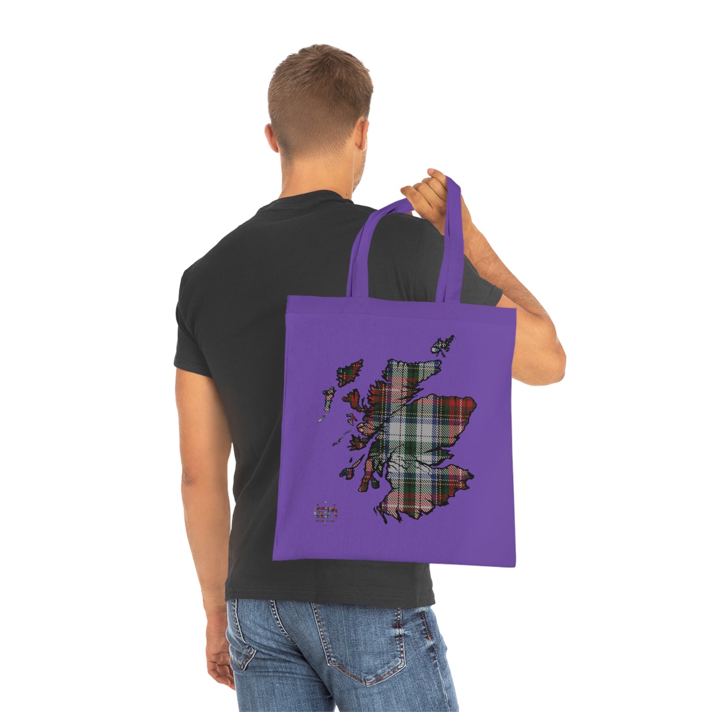 Sac fourre-tout en coton réversible avec carte tartan d'Écosse - Stewart Tartan