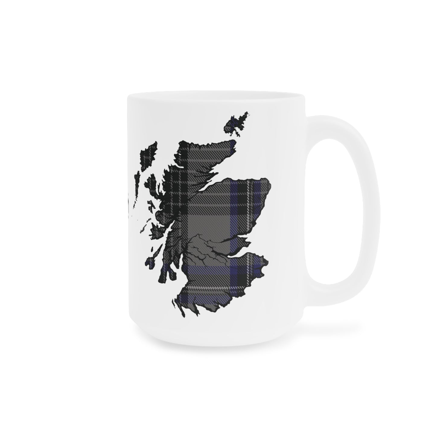 Scotland Tartan Map Mug - Hood Tartan, Various Sizes