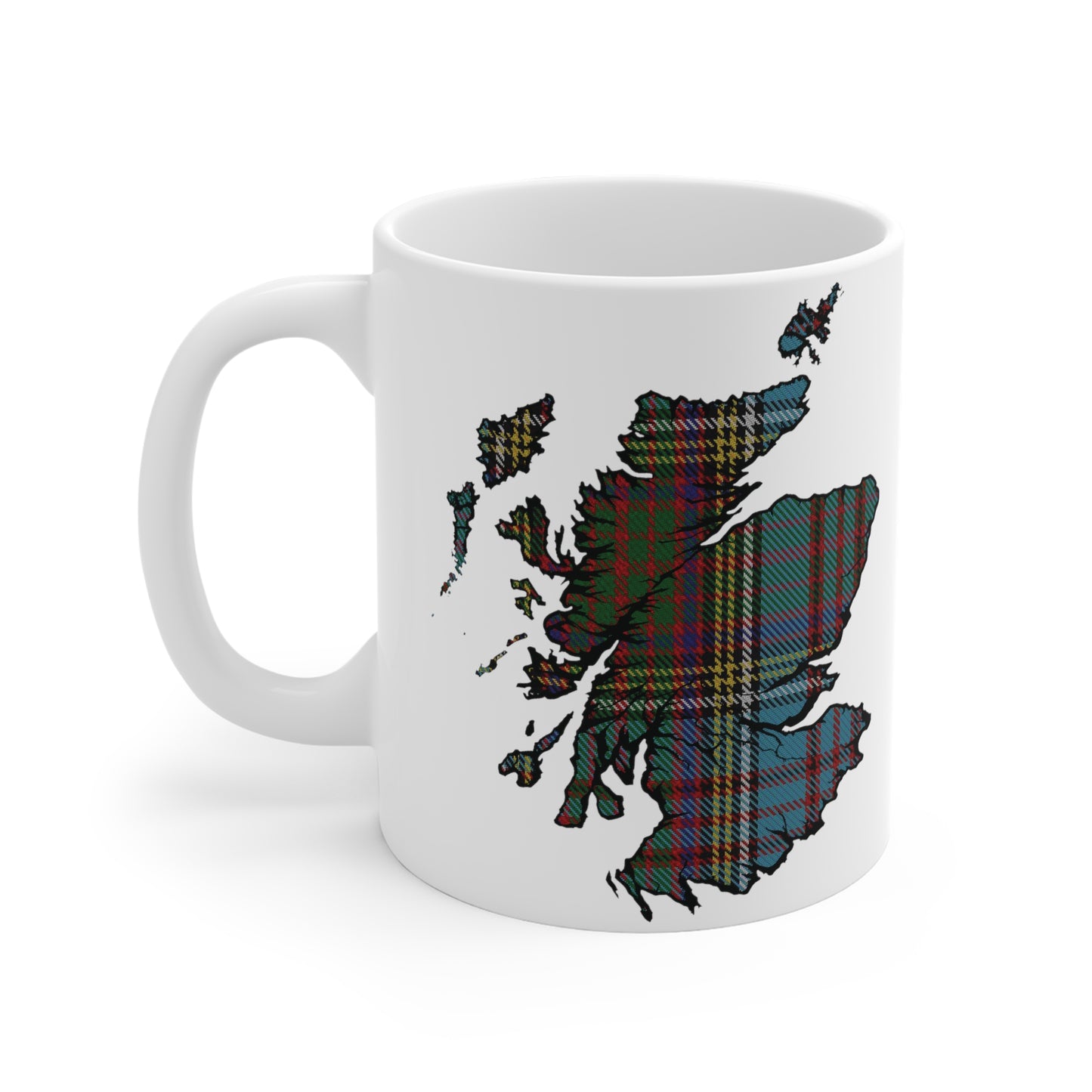 Scotland Tartan Map Mug - Anderson Tartan, Various Sizes