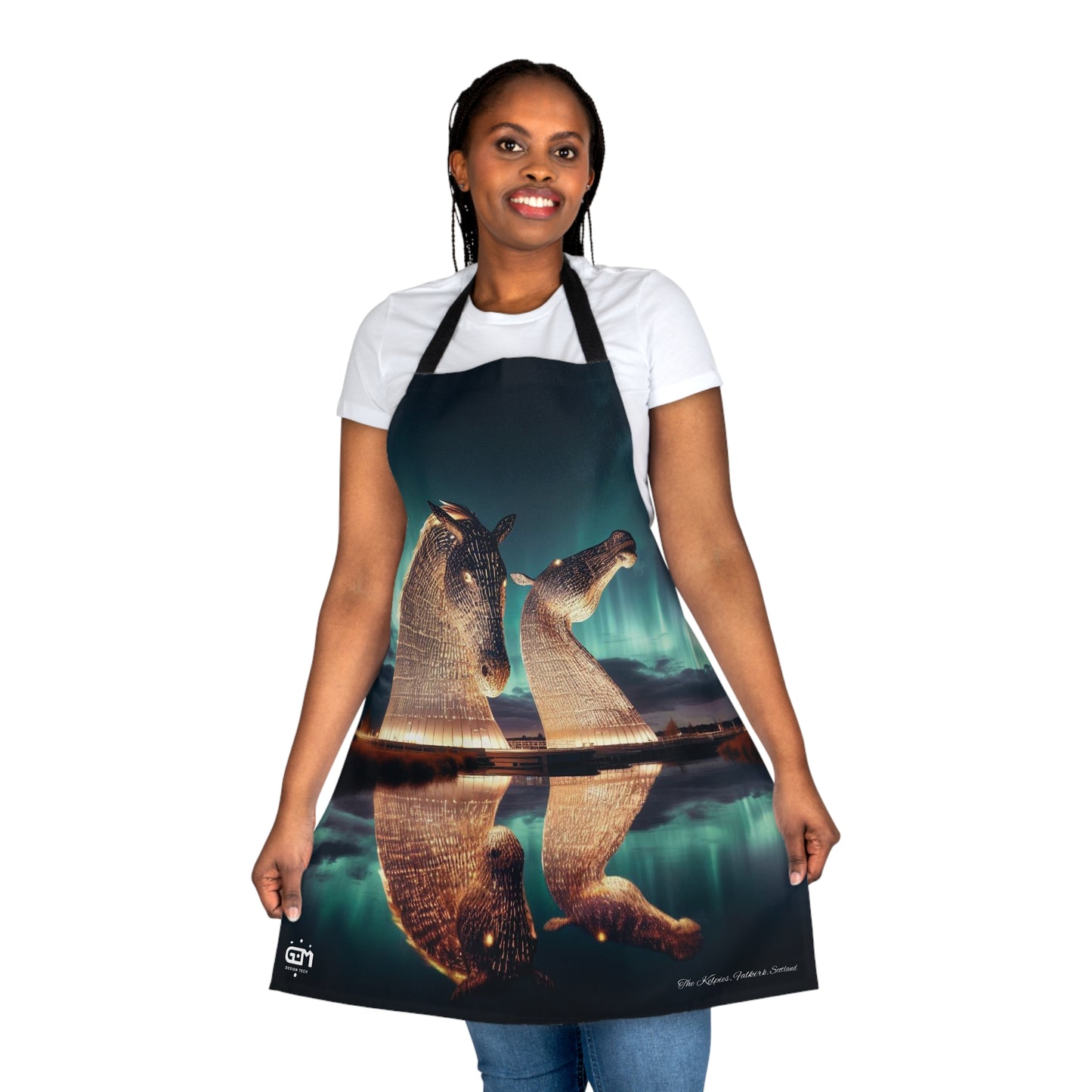 Kelpies Northern Lights Apron, Scottish Art, Scottish Landmarks, Scottish Nature, Cooking Apparel, Chef Accessory
