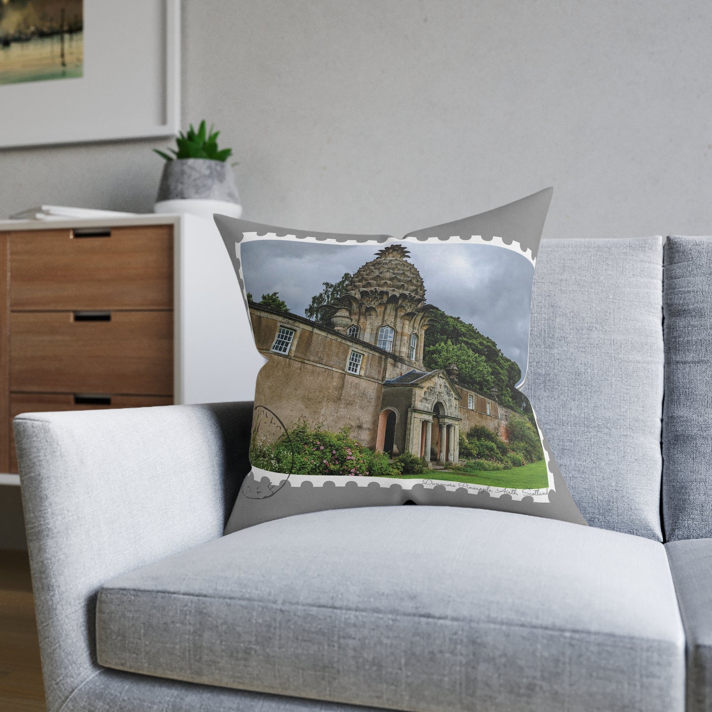 Dunmore Pineapple Photo Stamp Square Cushion, Various Sizes