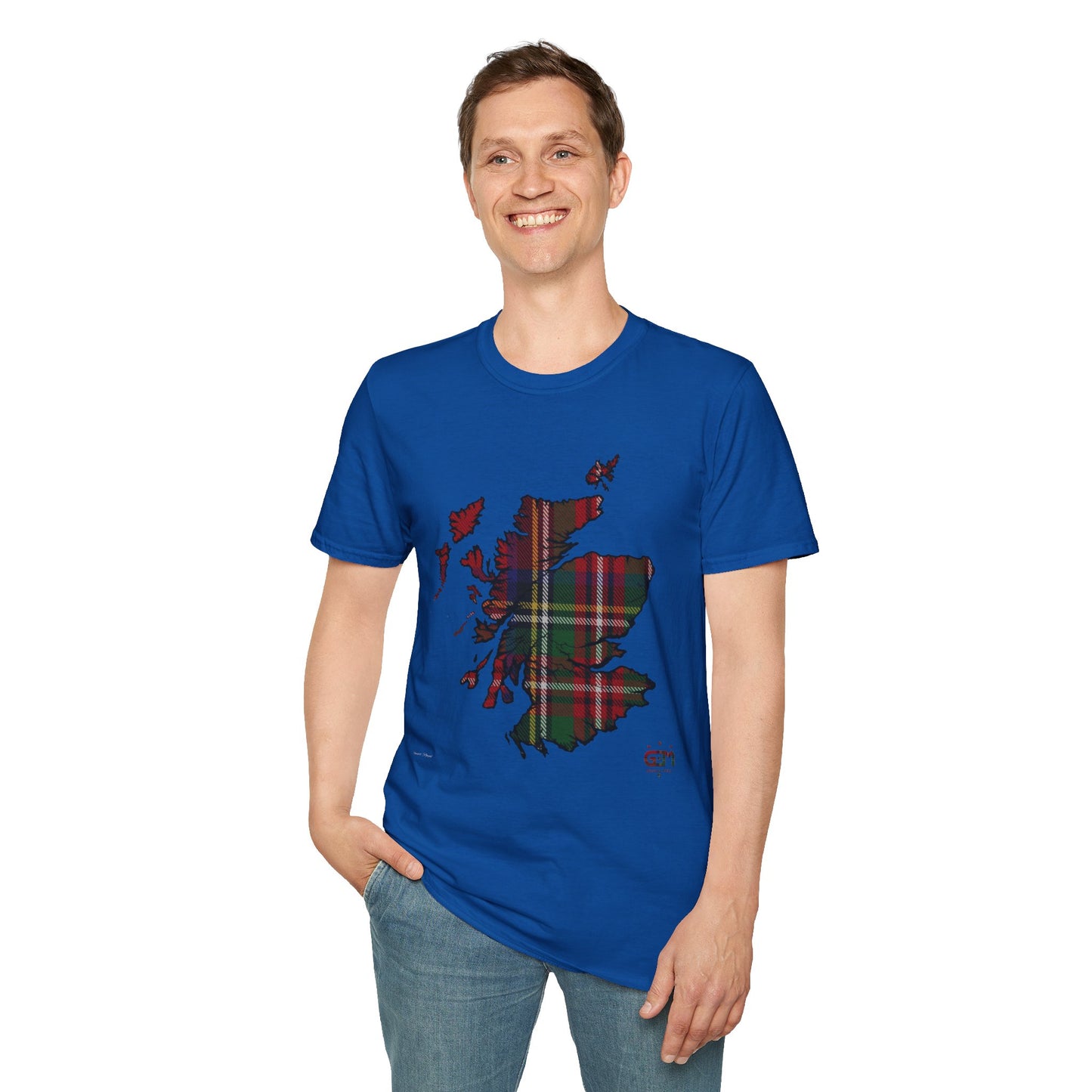 Tartan Scotland Map Softstyle Unisex T-Shirt - Stewart Royal Tartan Tee