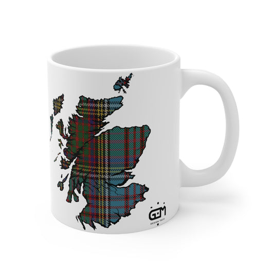 Anderson Tartan Scotland Map Mug, Tasse à café, Tasse à thé, Écosse, Blanc