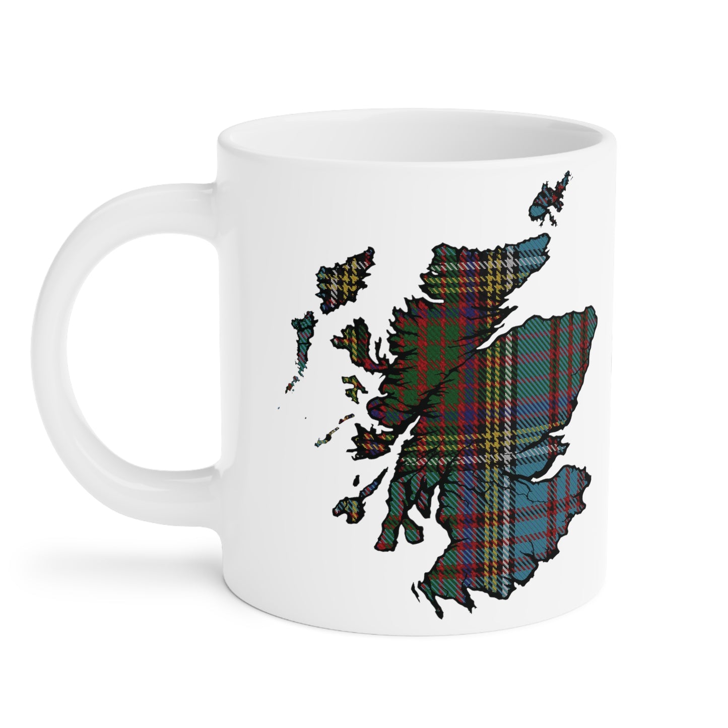 Scotland Tartan Map Mug - Anderson Tartan, Various Sizes