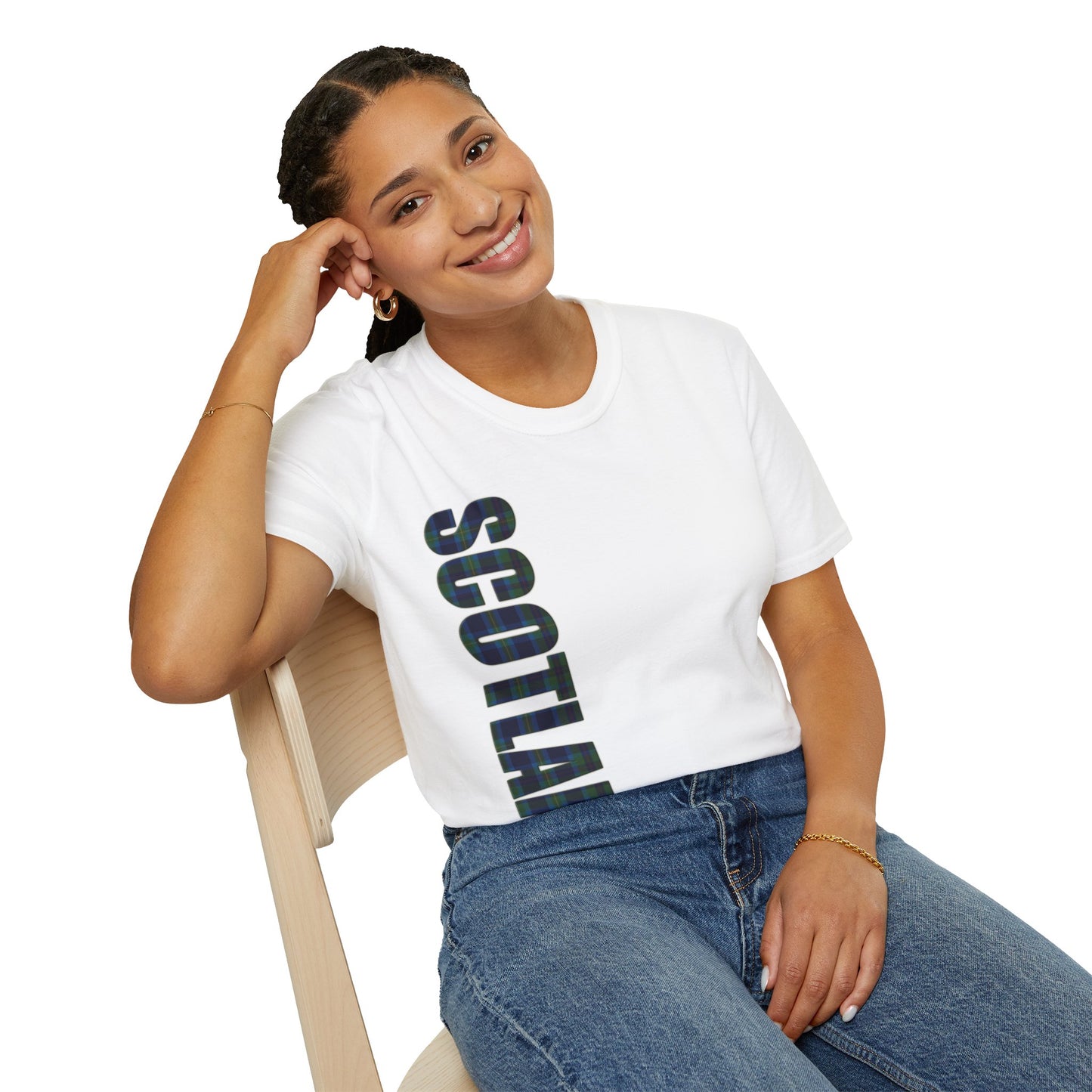 Scotland Lettering Miller Tartan Softstyle T-Shirt, Unisex Tee, Various Colours
