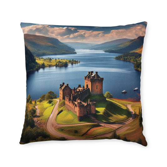 Coussin carré du château d'Urquhart Loch Ness, différentes tailles