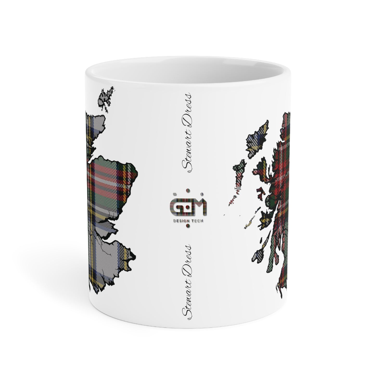 Scotland Tartan Map Mug - Stewart Dress Tartan, Various Sizes