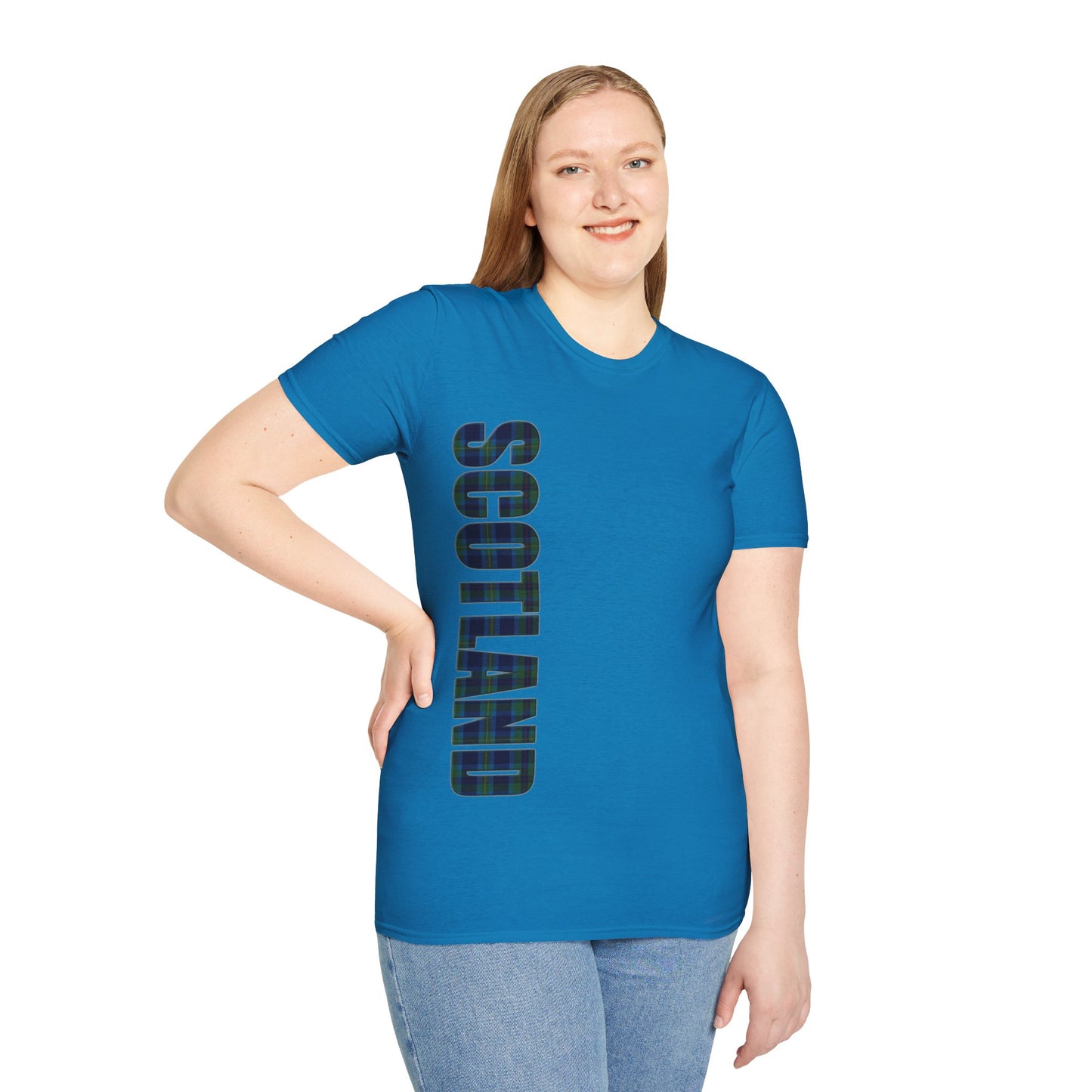Scotland Lettering Miller Tartan Softstyle T-Shirt, Unisex Tee, Various Colours