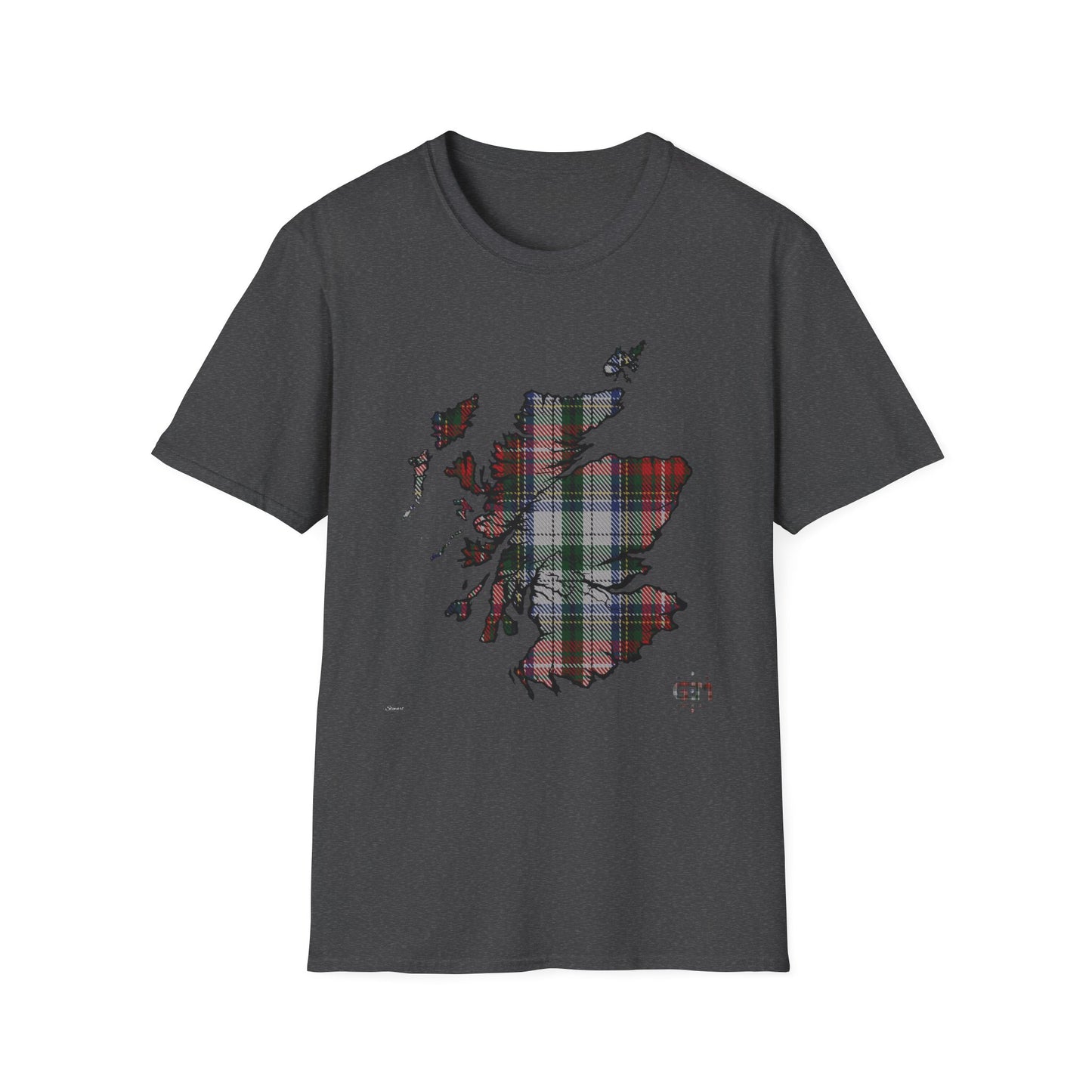 Tartan Scotland Map Softstyle Unisex T-Shirt - Stewart Tartan Tee