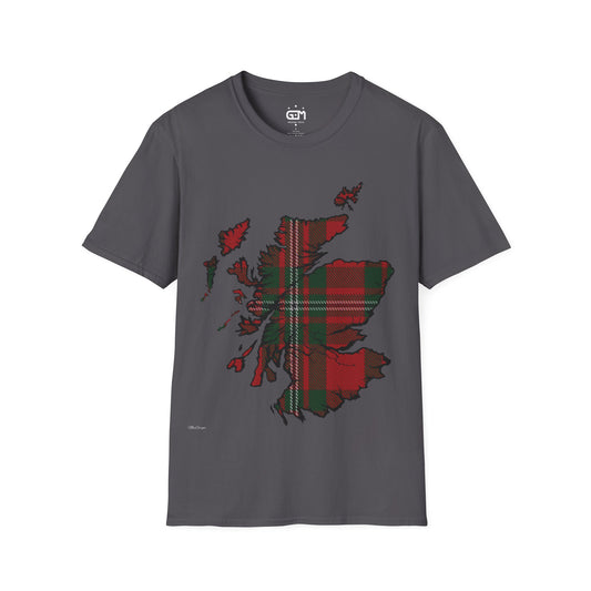 Scotland Tartan Map Softstyle T-Shirt unisexe, MacGregor Tartan, différentes couleurs