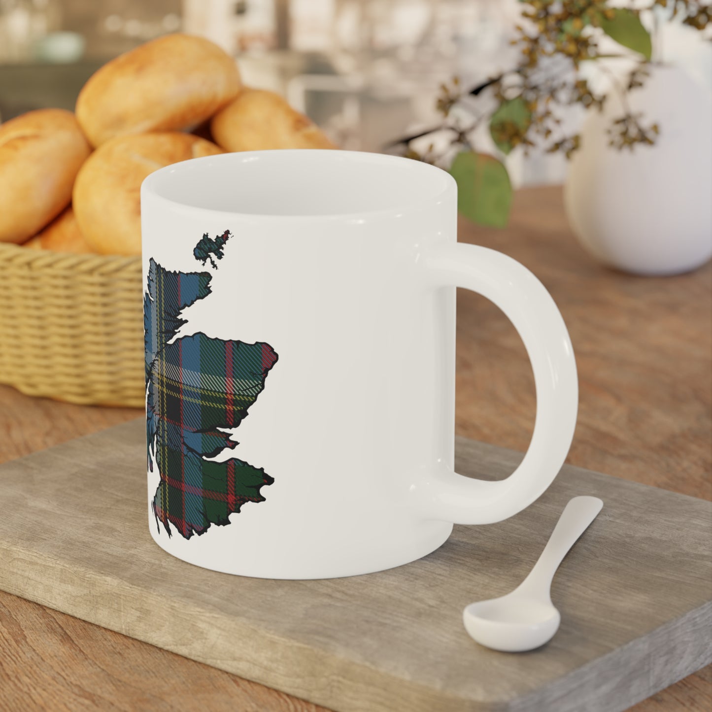 Scotland Tartan Map Mug - Anderson Old Tartan, Various Sizes